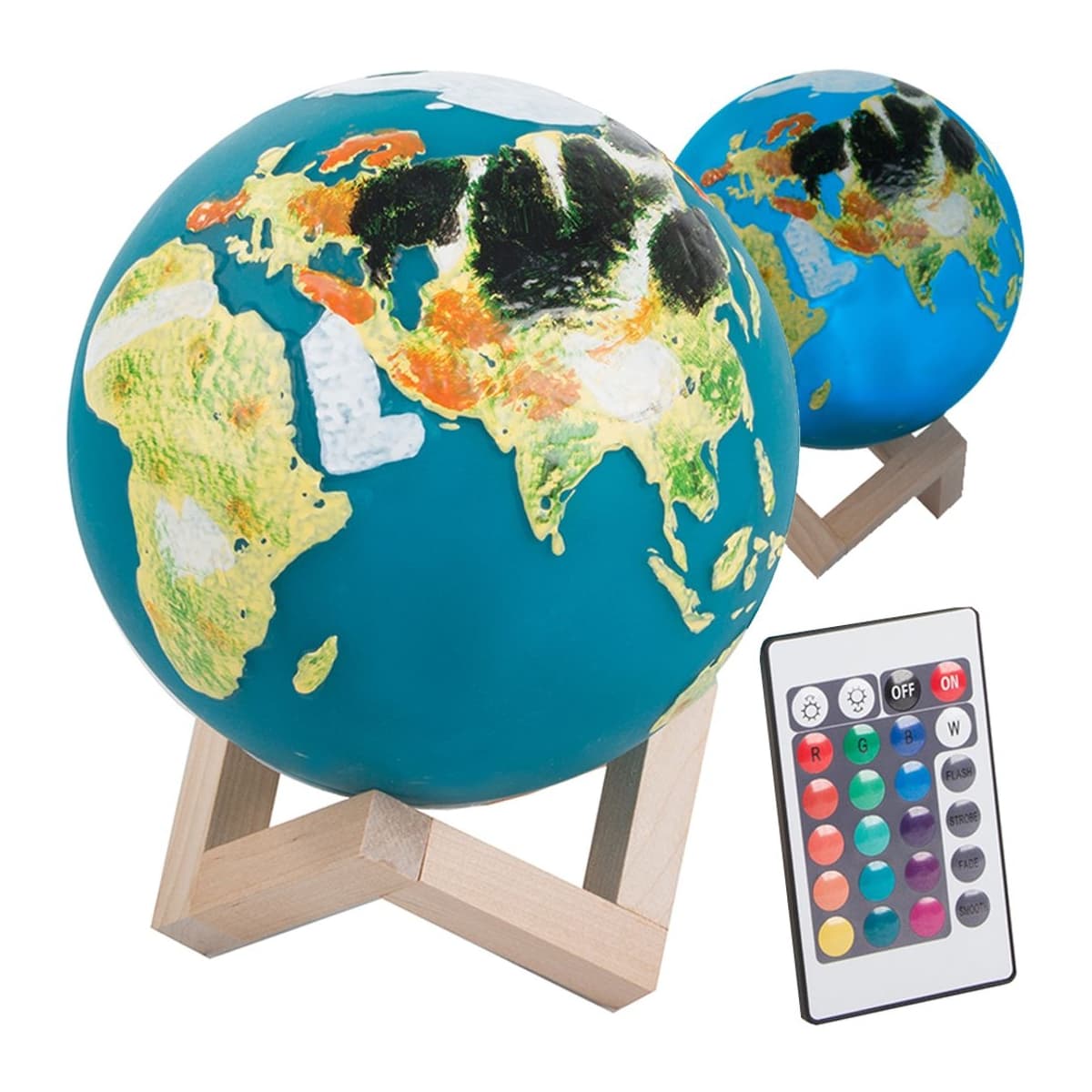3D Jordglob nattlampa, LED RGB, 13,5 cm