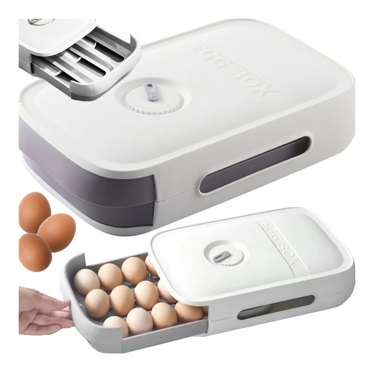 Ägglåda med låda för kyl, 18 ägg
