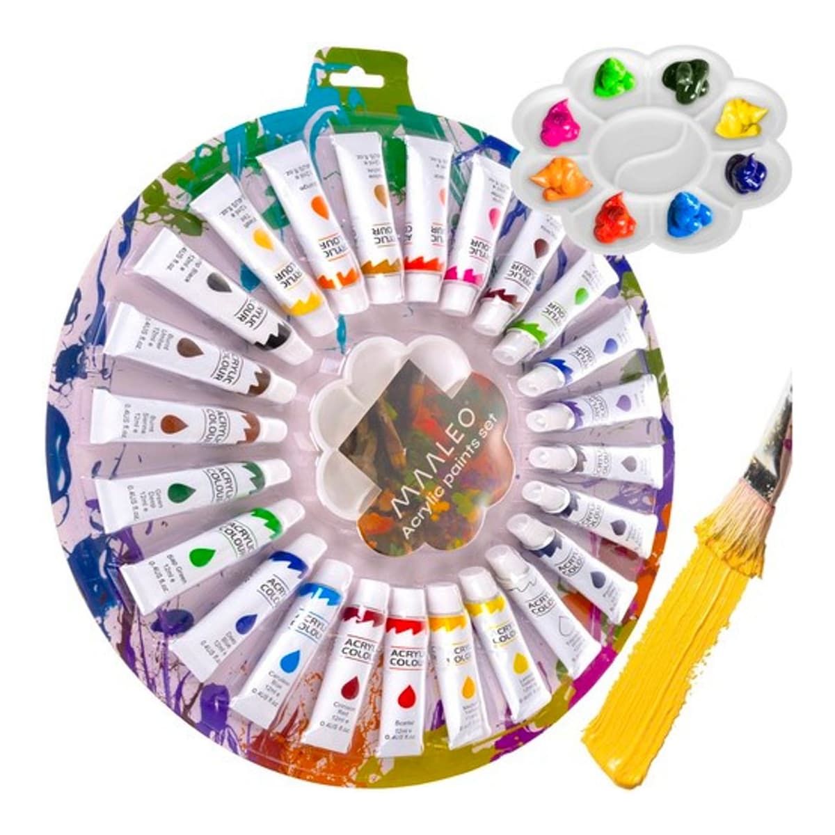 Akrylfärg set 24 färger 12ml Maaleo med palett