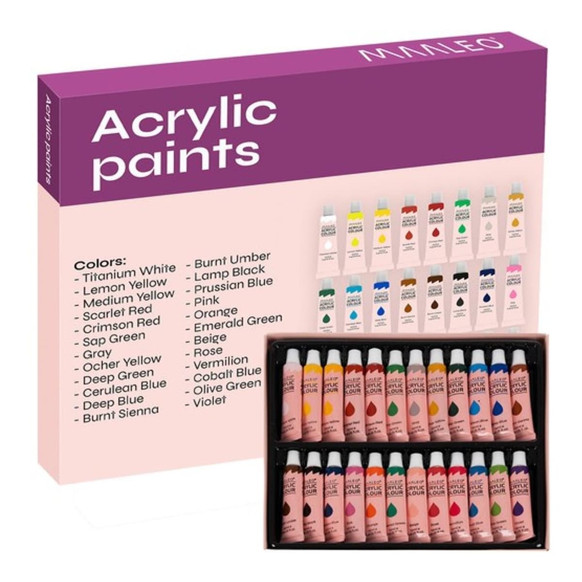 Akrylfärger 24 st, 12 ml per tub