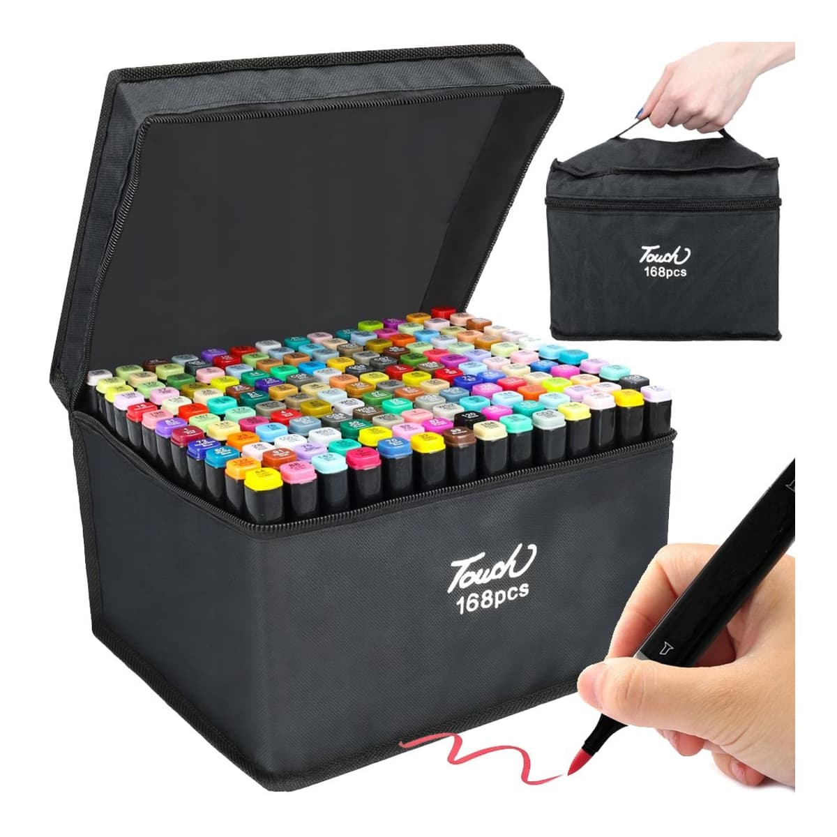 Alkoholpennor, dubbelspetsiga, 168 st med väska