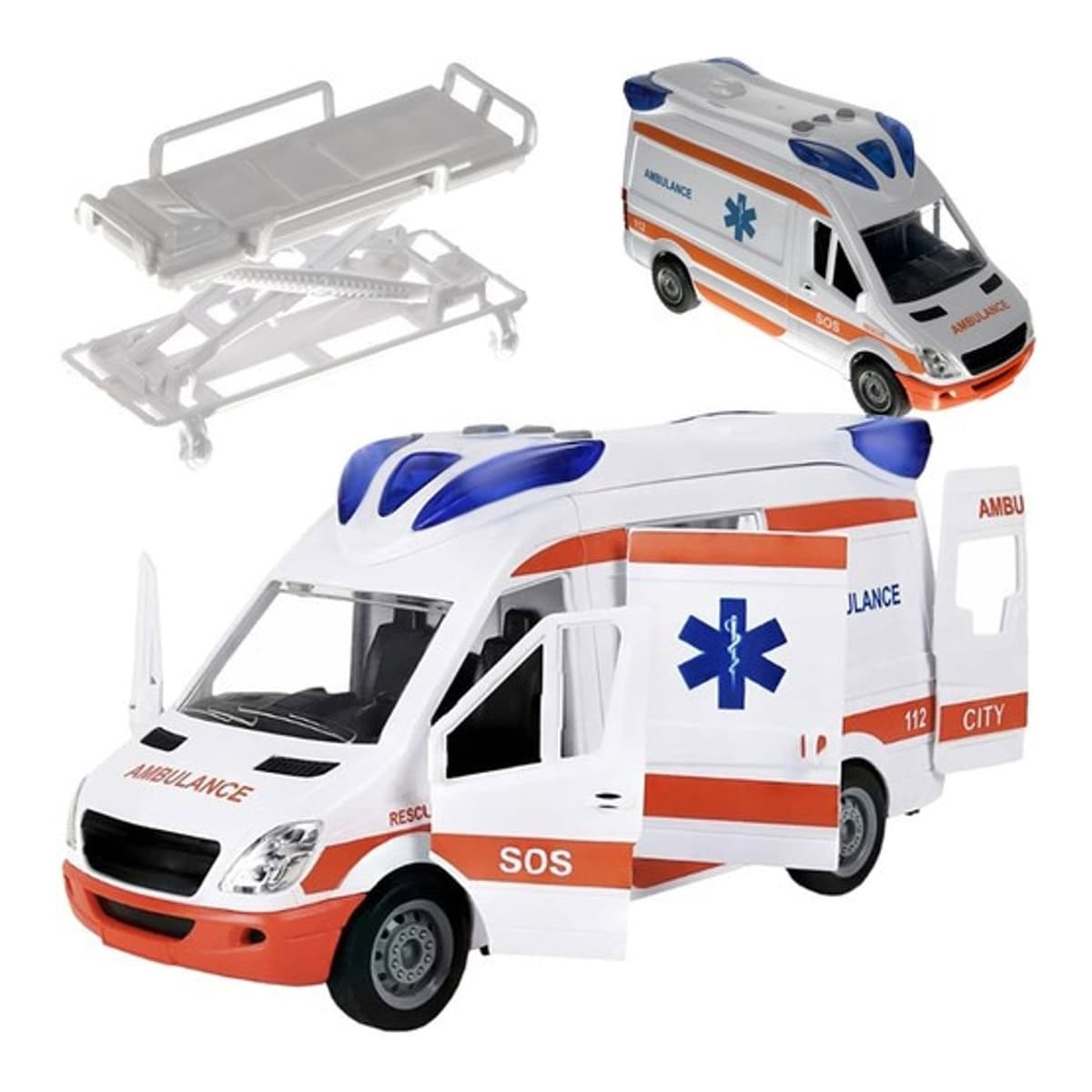 Ambulansleksak med ljud och ljus, 25 cm