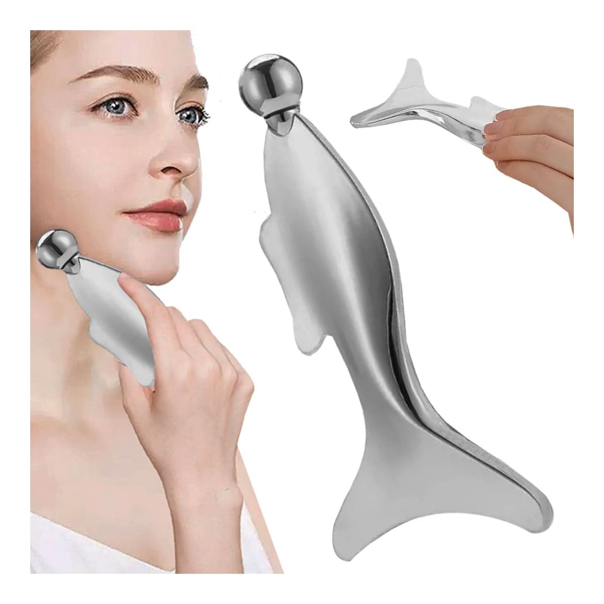 Ansiktsmassager i rostfritt stål med rullkula
