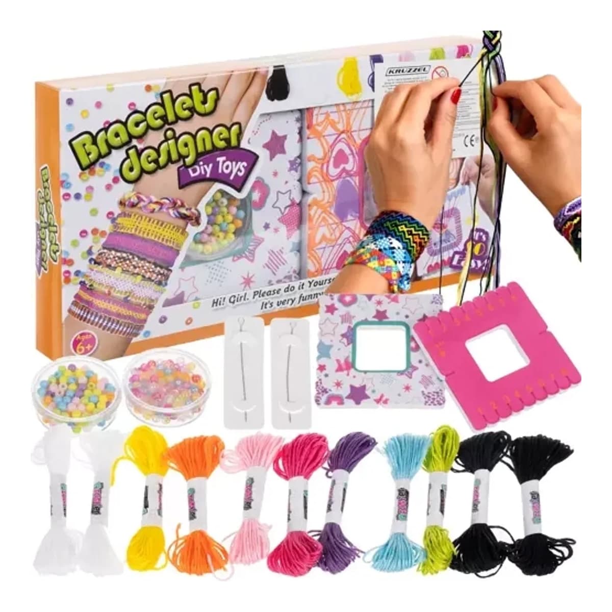 Armbandskit med 11 garner och flätskivor