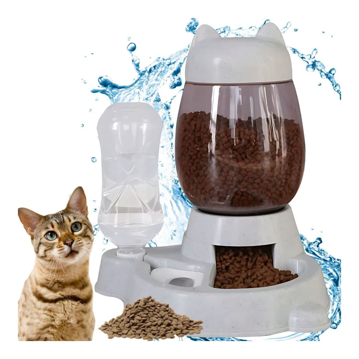 Automatisk mat- och vattenautomat 2-i-1, 2L + 0,5L