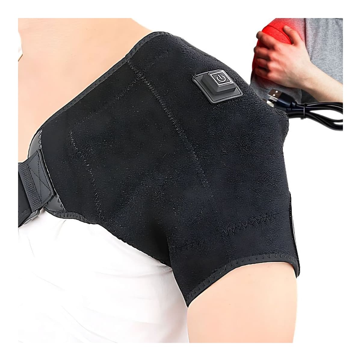 Axelstöd med värme, 3 värmesteg, USB