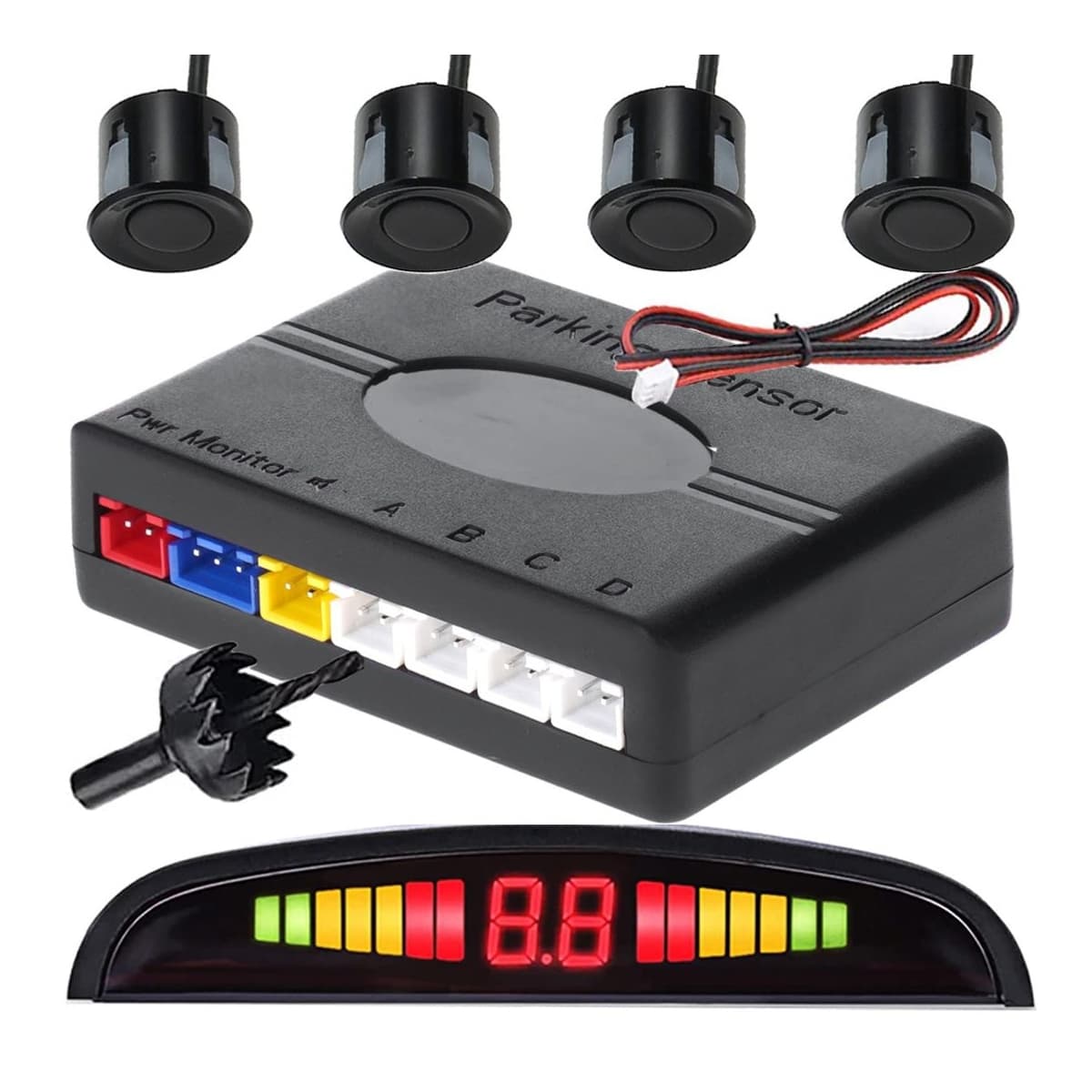 Backsensorer med LCD-display, 4 sensorer