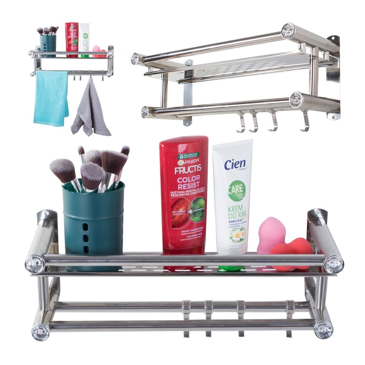 Badrumshylla med handdukshängare, 39 cm