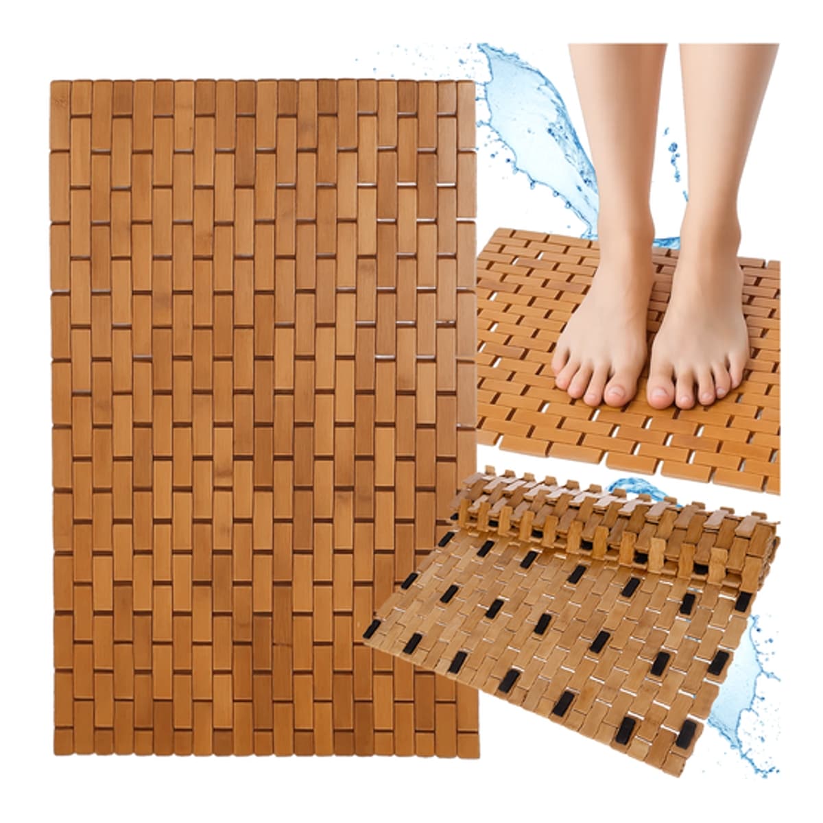 Badrumsmatta av bambu, 80x50 cm