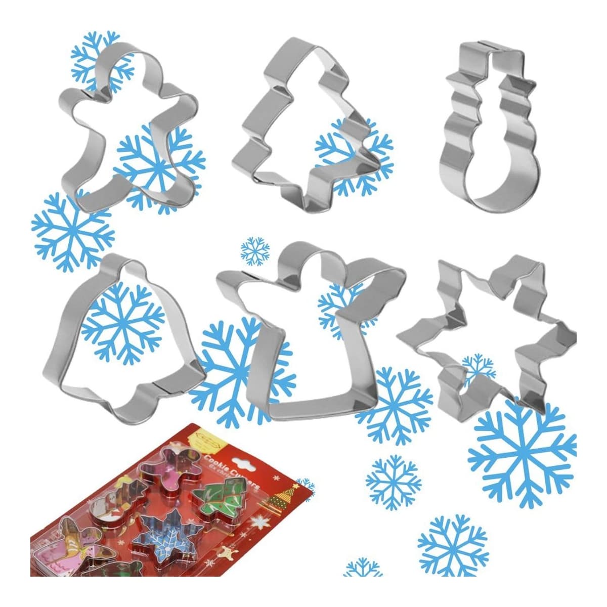 Bakformar jul, 6 st, stål, pepparkaksmotiv