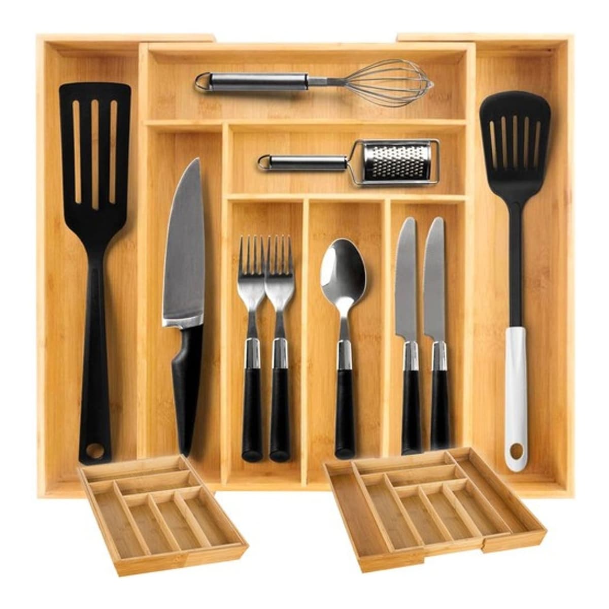 Bambu lådinredning utdragbar 6-8 fack