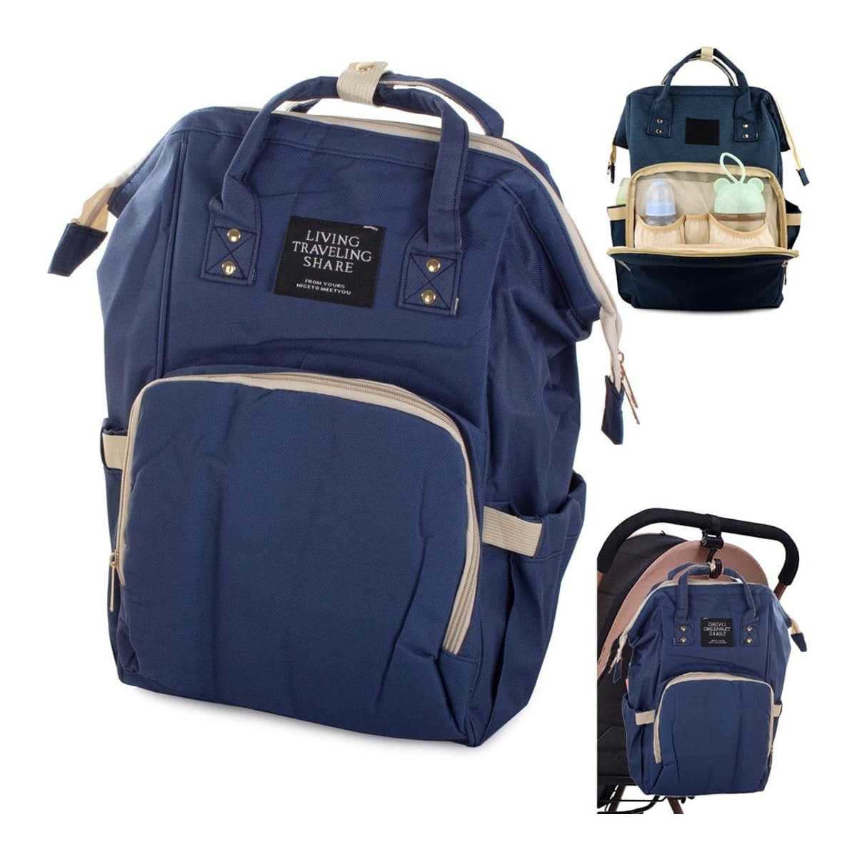 Barnryggsäck med 11 fickor, 38 cm