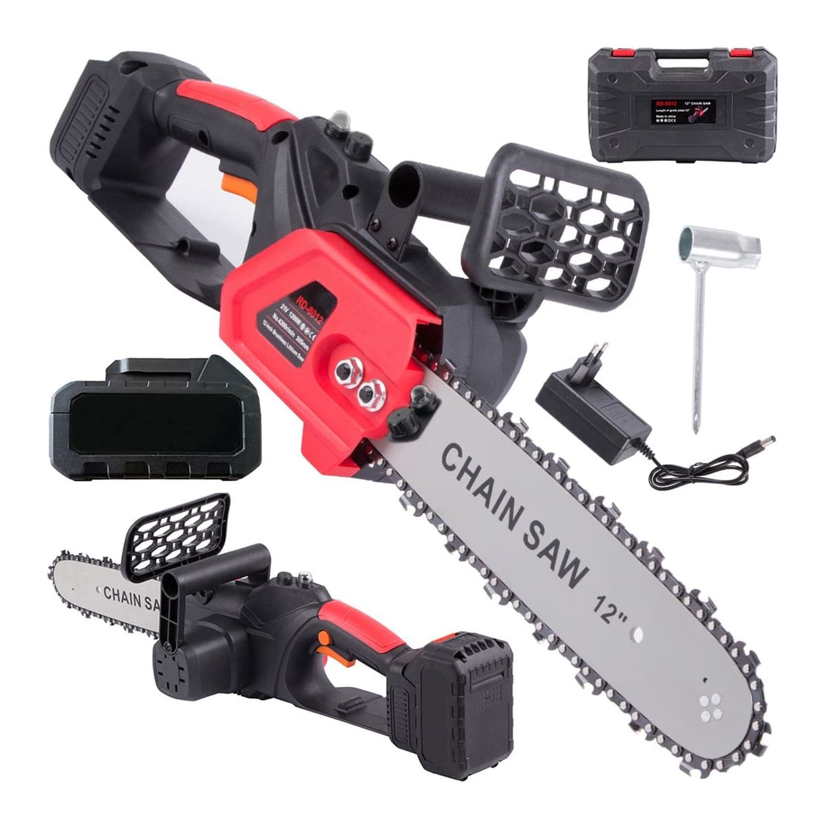 Batteridriven motorsåg, 1200W, 30 cm svärd