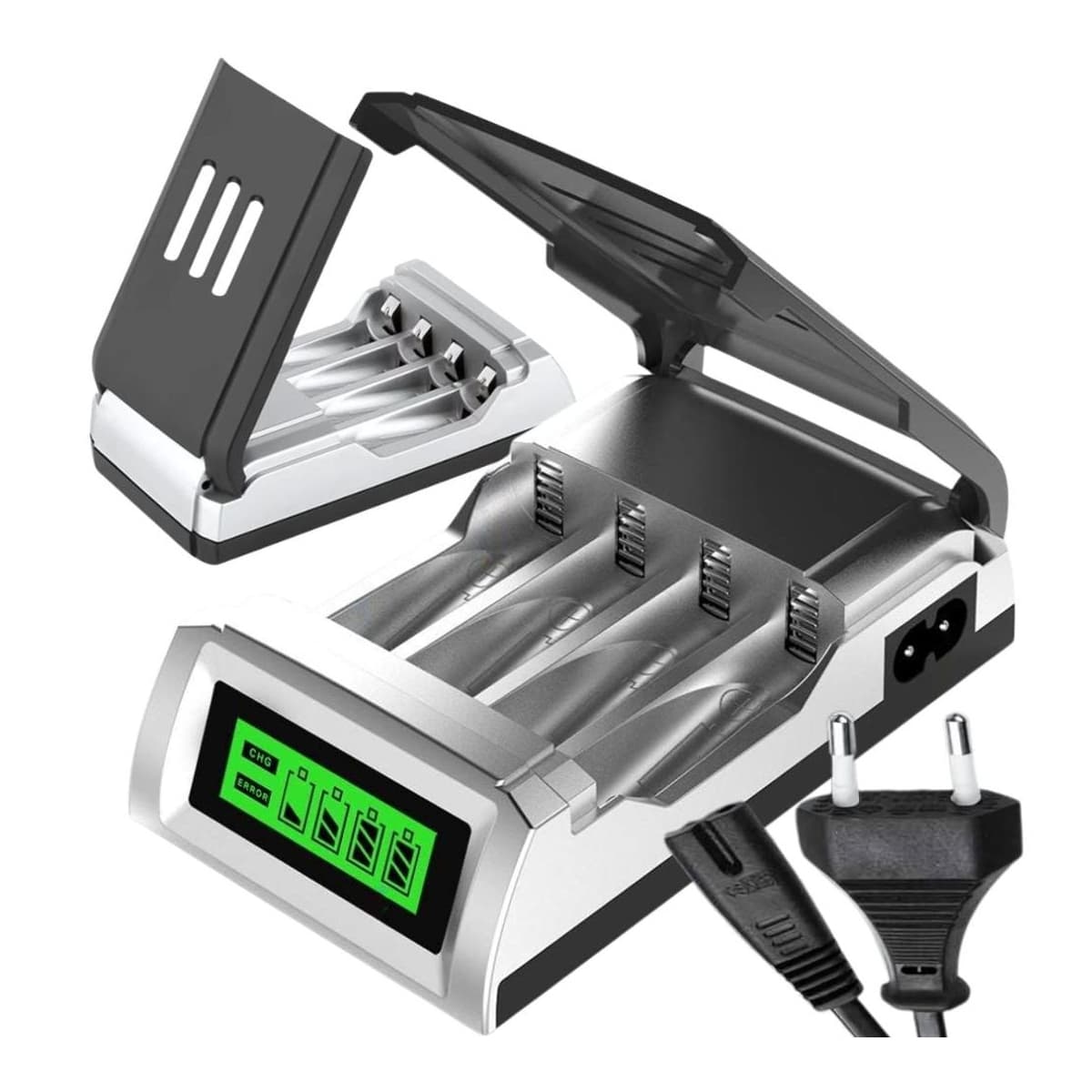 Batteriladdare för AA/AAA med LCD-display