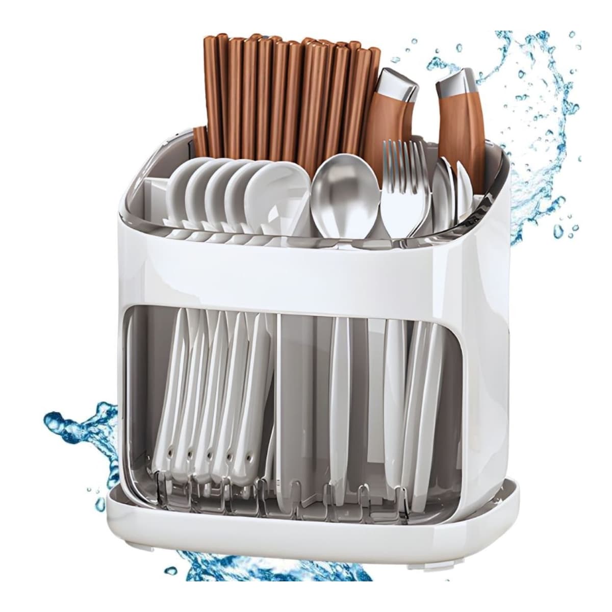 Bestickstork med avrinning, 4 fack, 17x17 cm