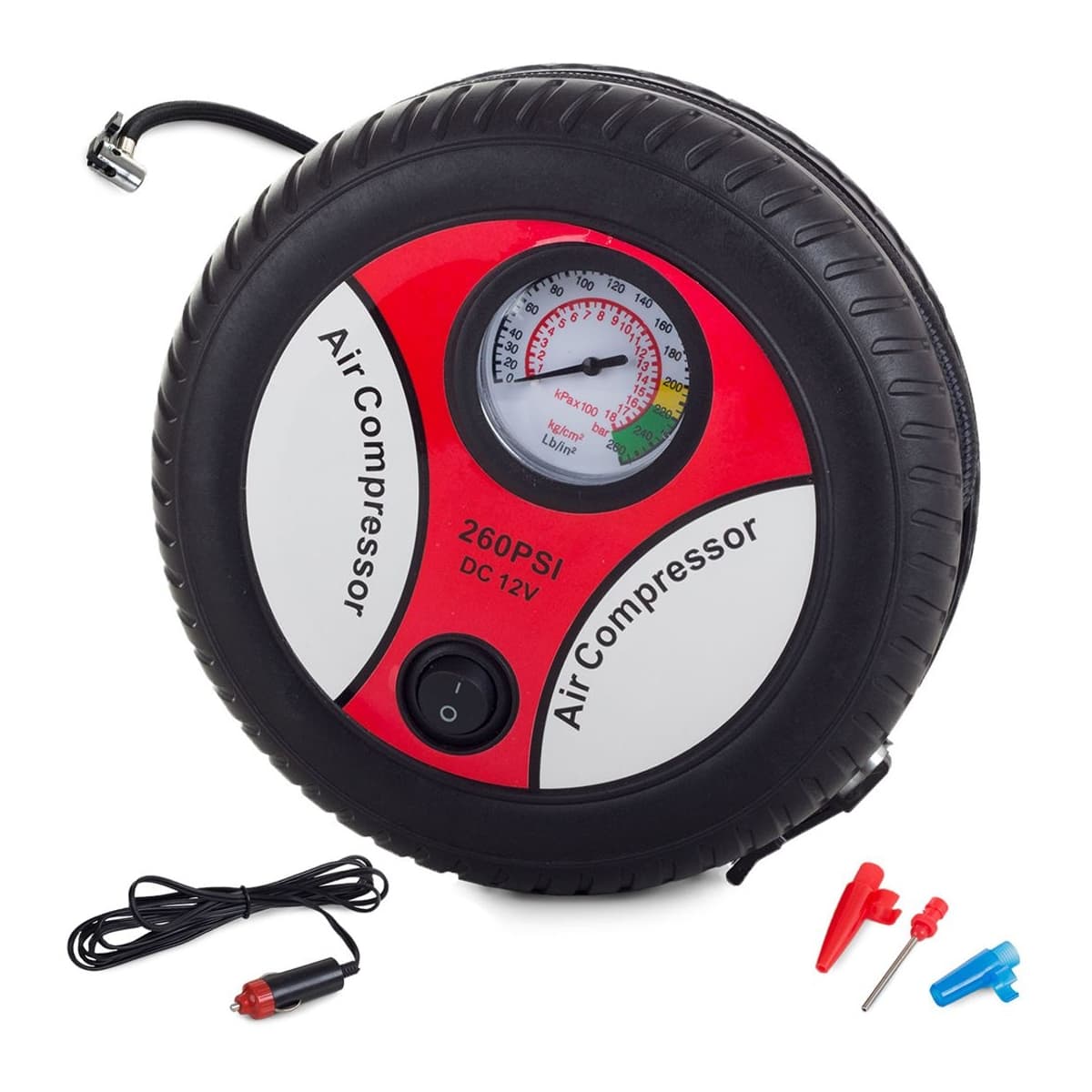 Bilkompressor 12V, 260 PSI/18 bar