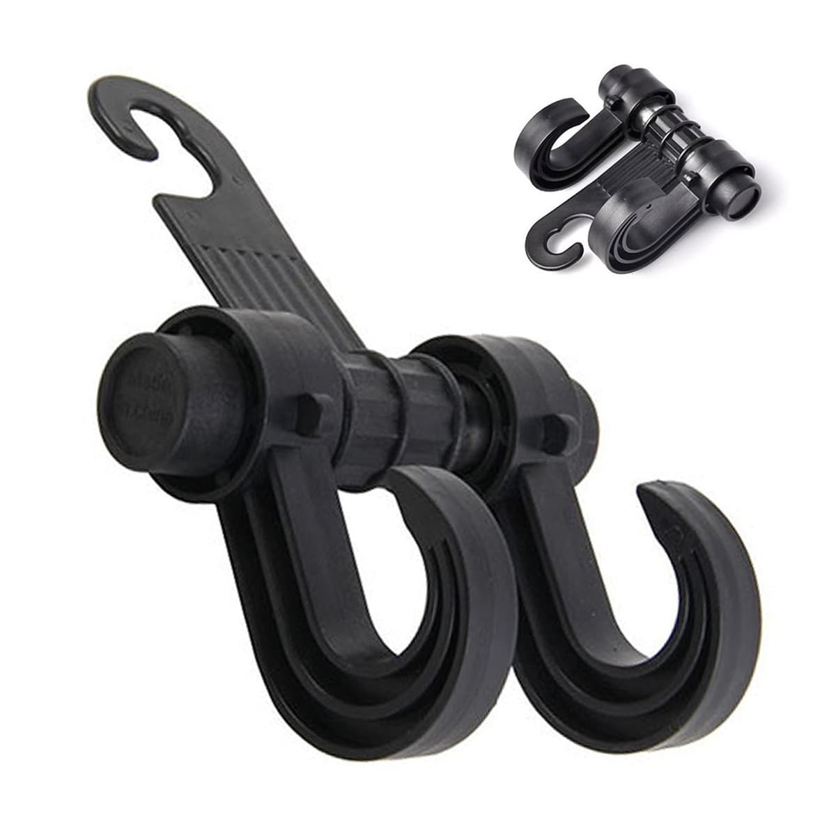 Bilkrok för kassar, 2 hakar, svart