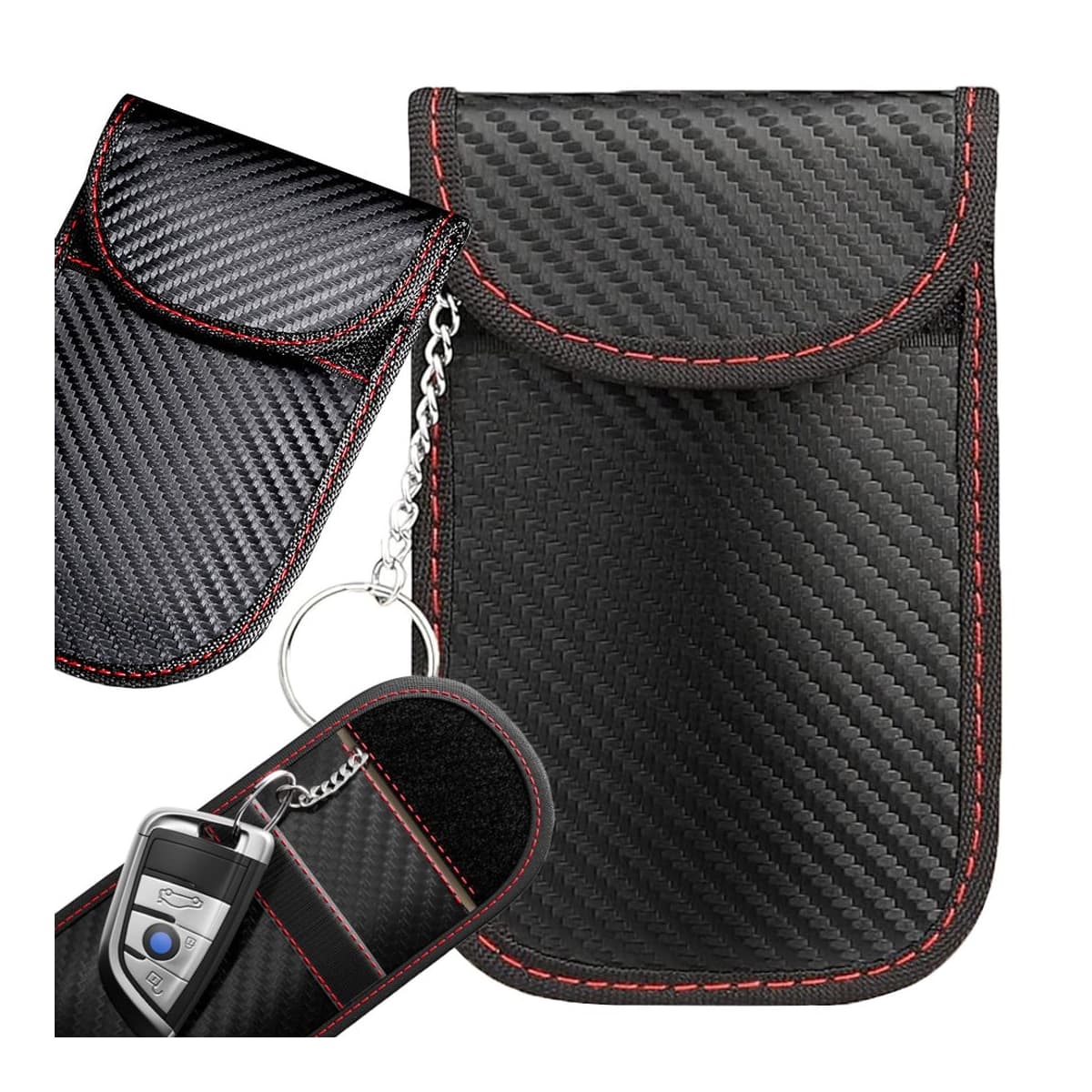 Bilnyckelfodral RFID-blockering, kolfiberdesign