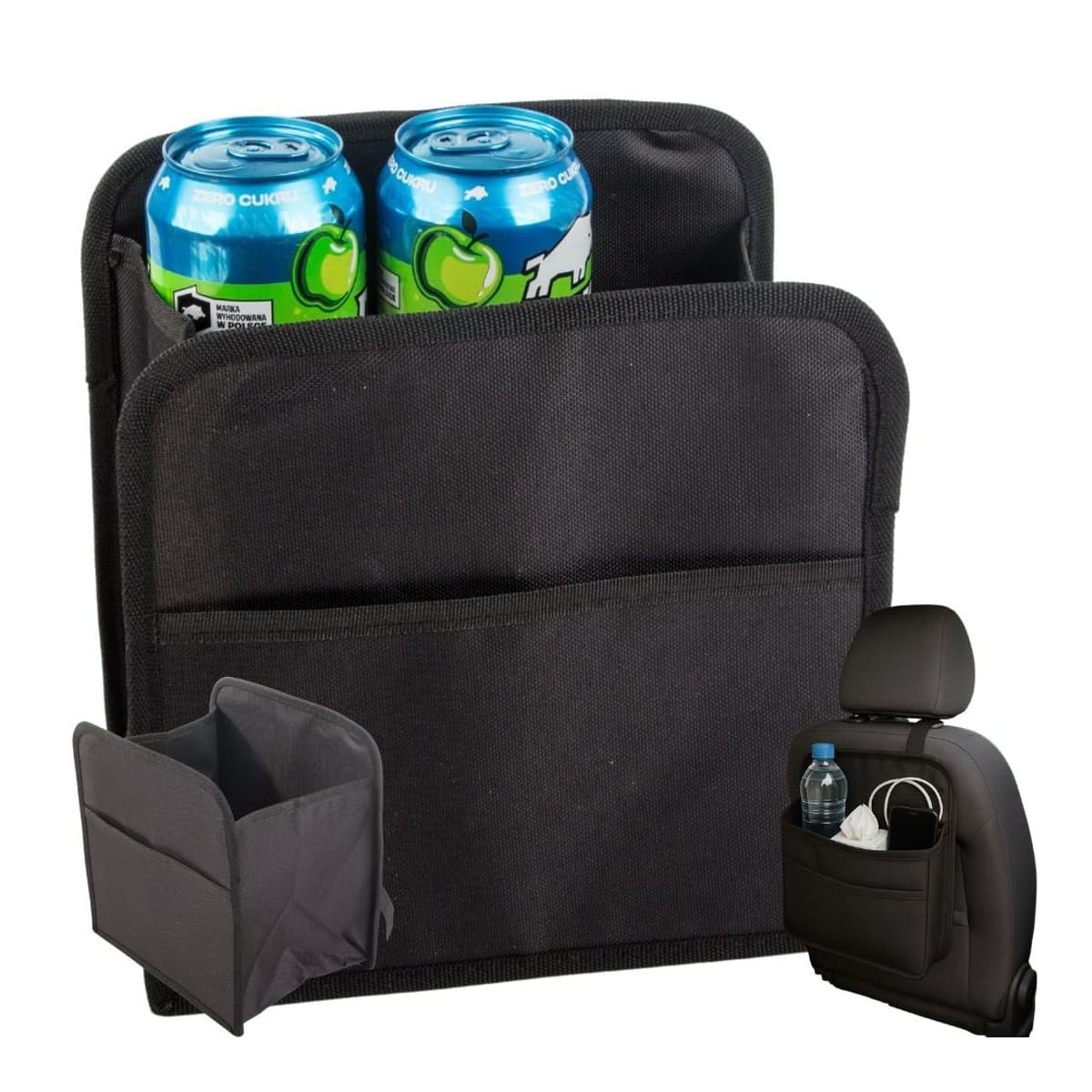 Bilorganizer med mobilficka, ryggstöd, 22x22 cm