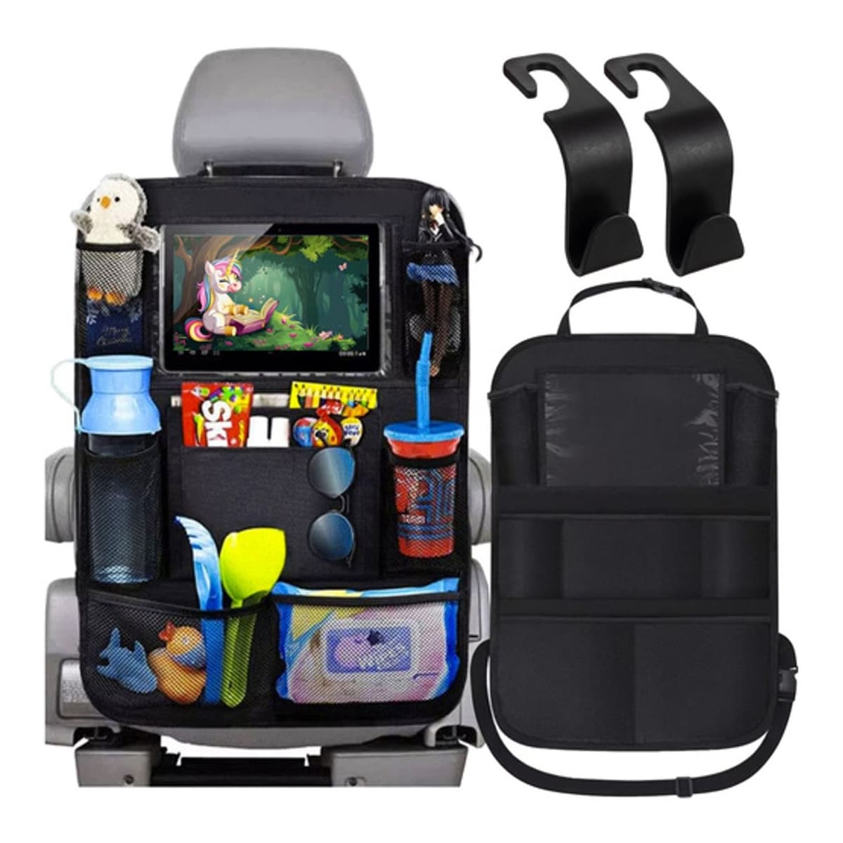 Bilstolsorganizer Xtrobb 10 fickor transparent