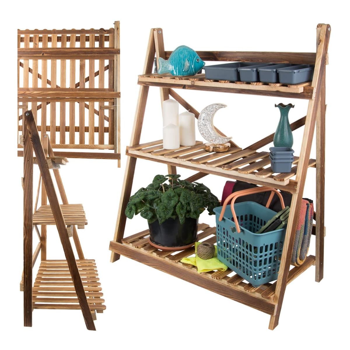 Blomställ trä 3 våningar 97 cm