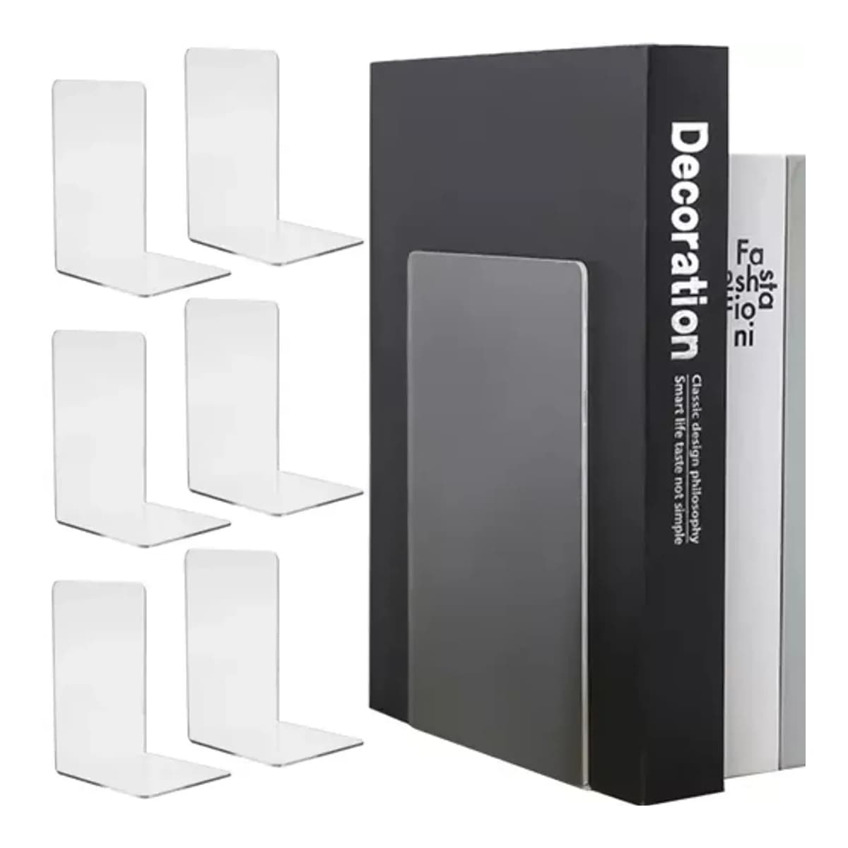 Bokstöd i akryl, transparent, 6-pack