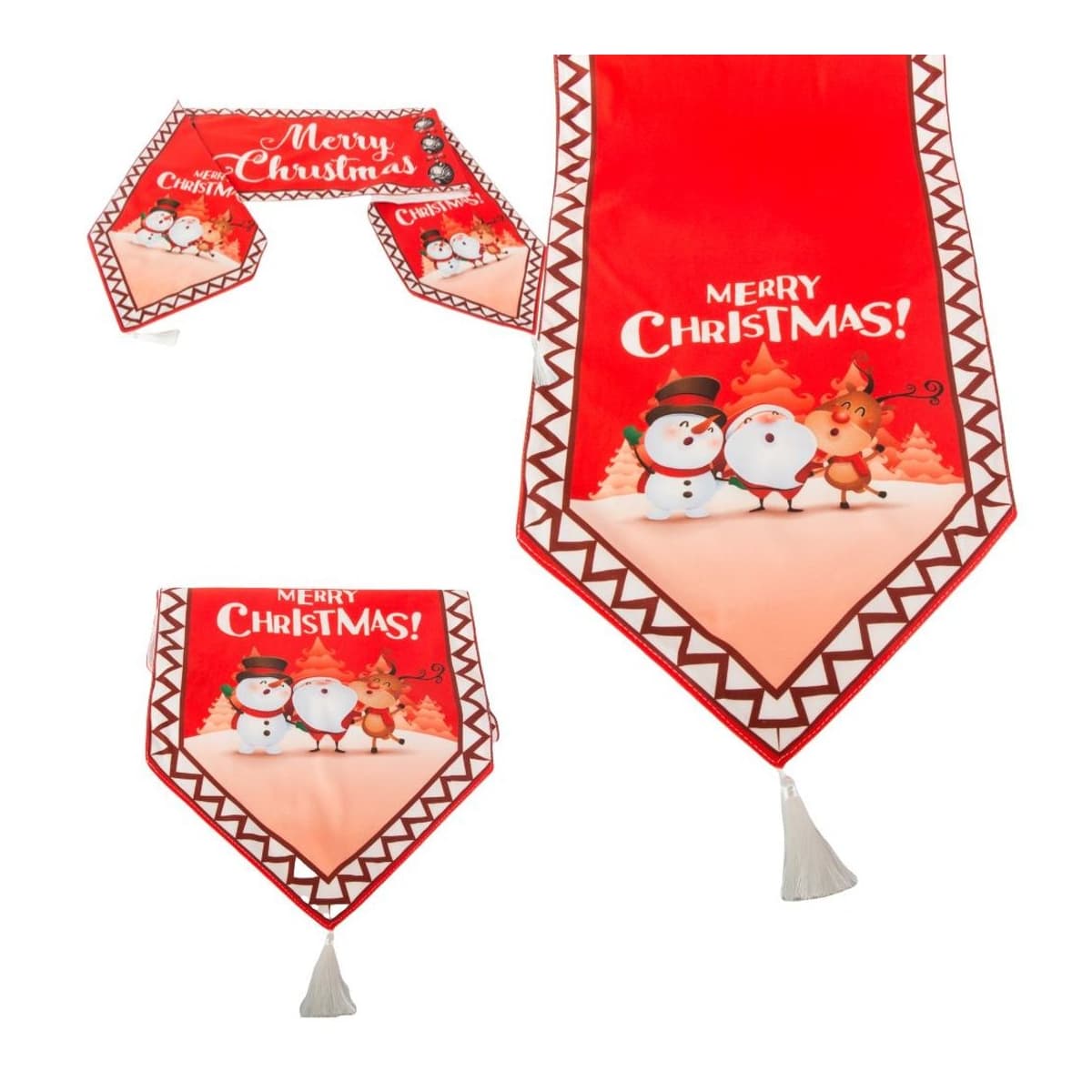 Bordslöpare jul med tofsar, 205x35 cm