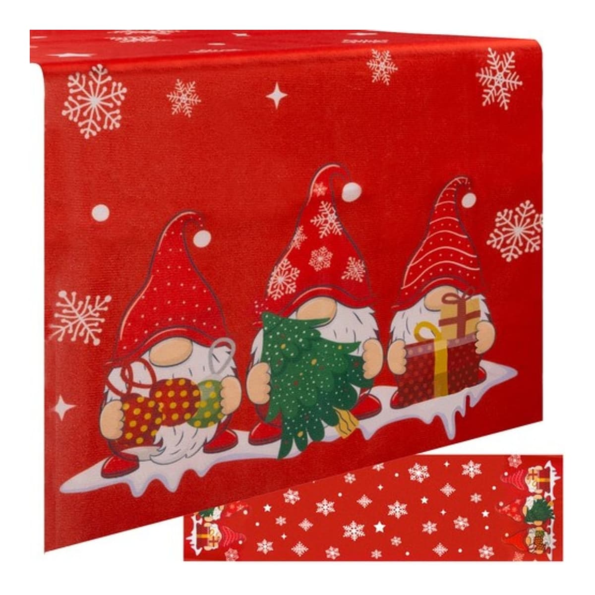 Bordslöpare jul med tomtar, 150x40 cm