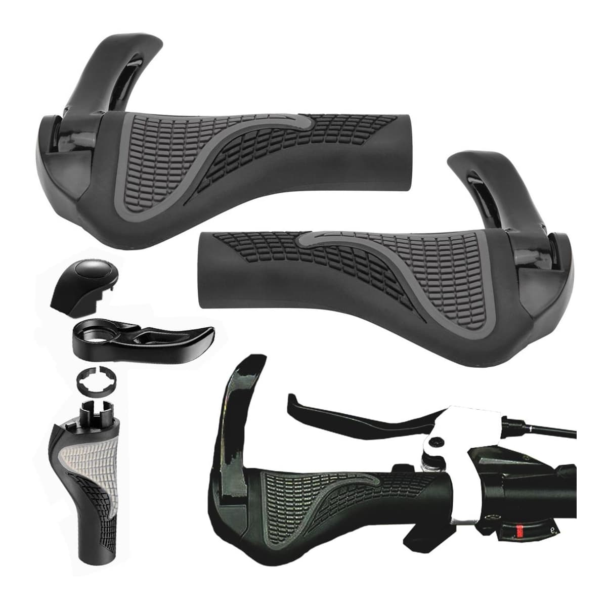 Cykelhandtag med horn, gummi, 2 st