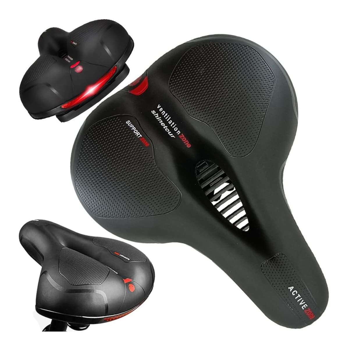 Cykelsadel med fjädring och reflex, 25 cm