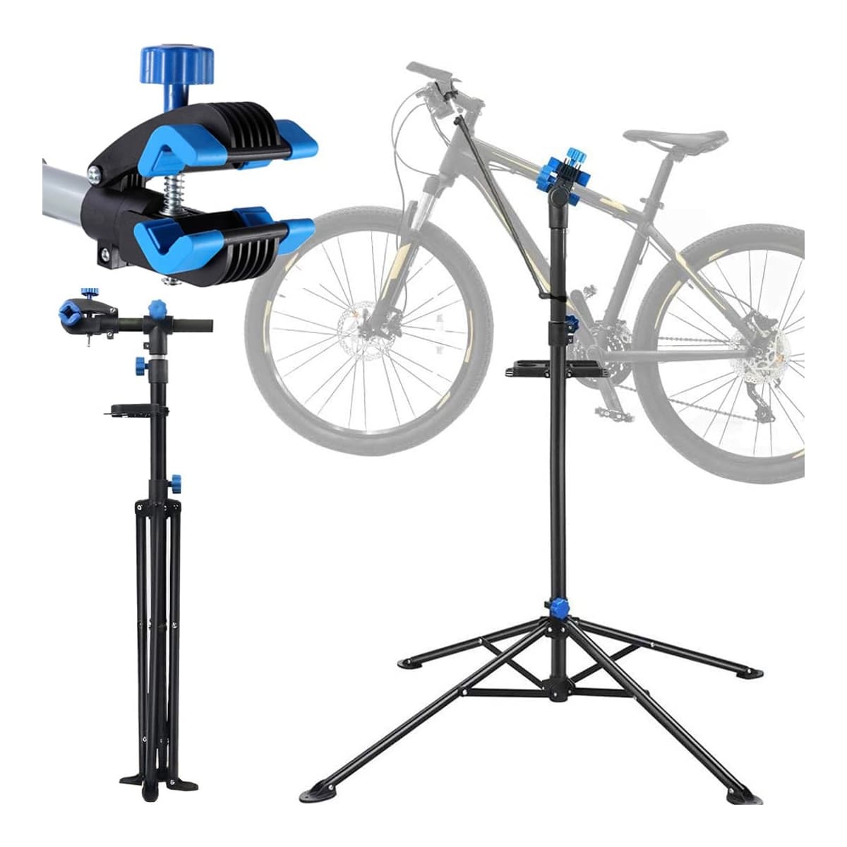 Cykelställning med justerbar klämma och hylla, 30 kg