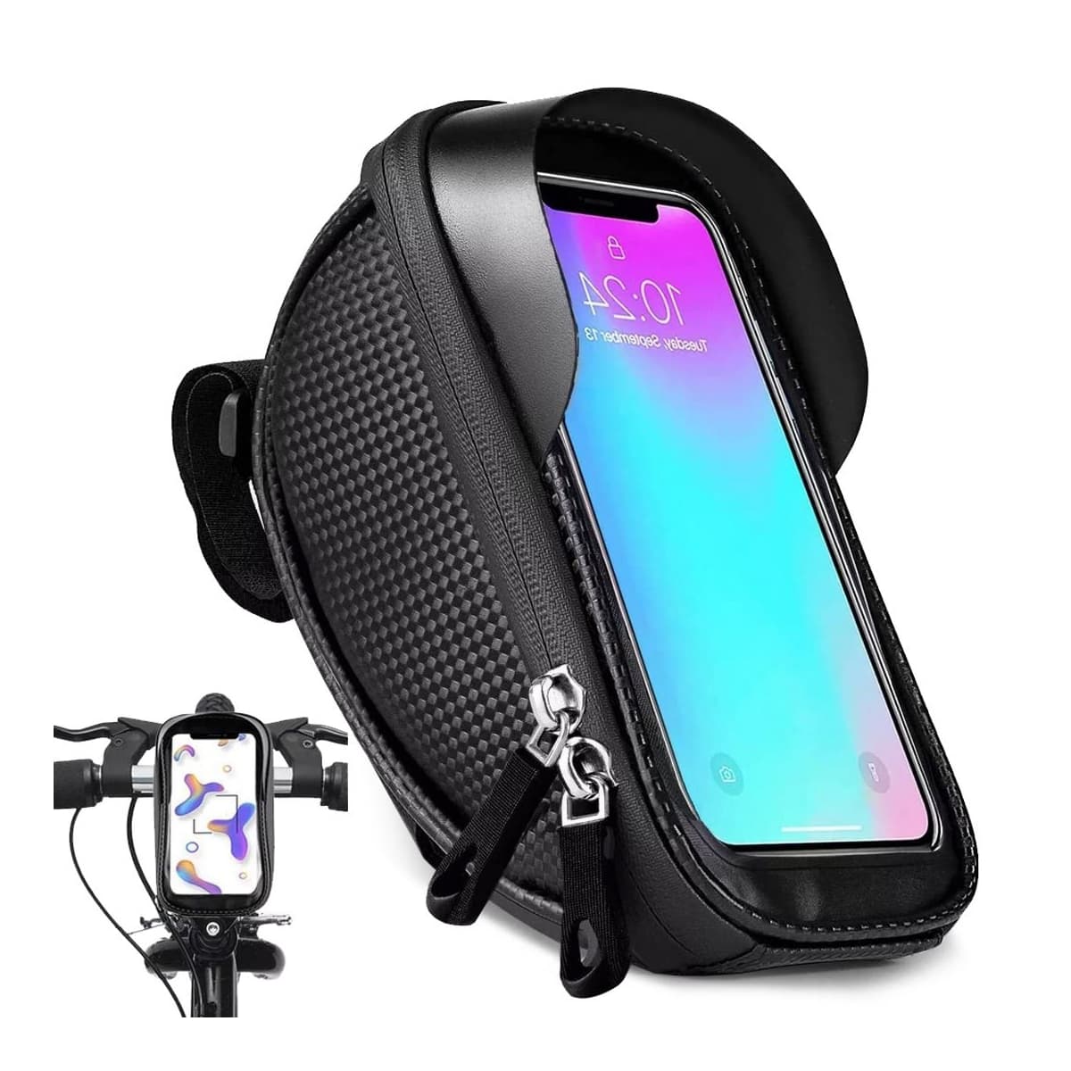 Cykelväska med telefonhållare, vattentät, 18 cm
