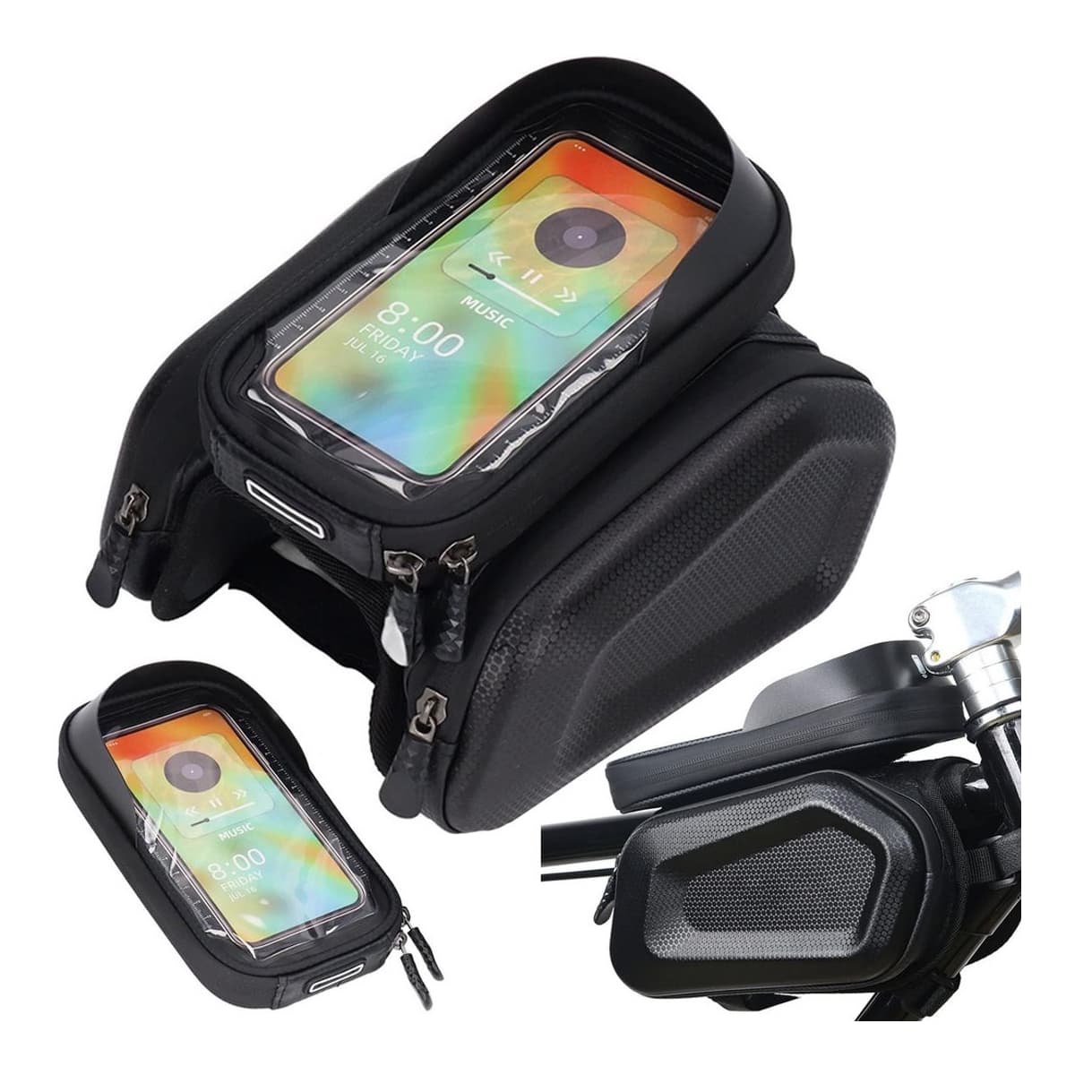 Cykelväska för ram med telefonfack, vattentät