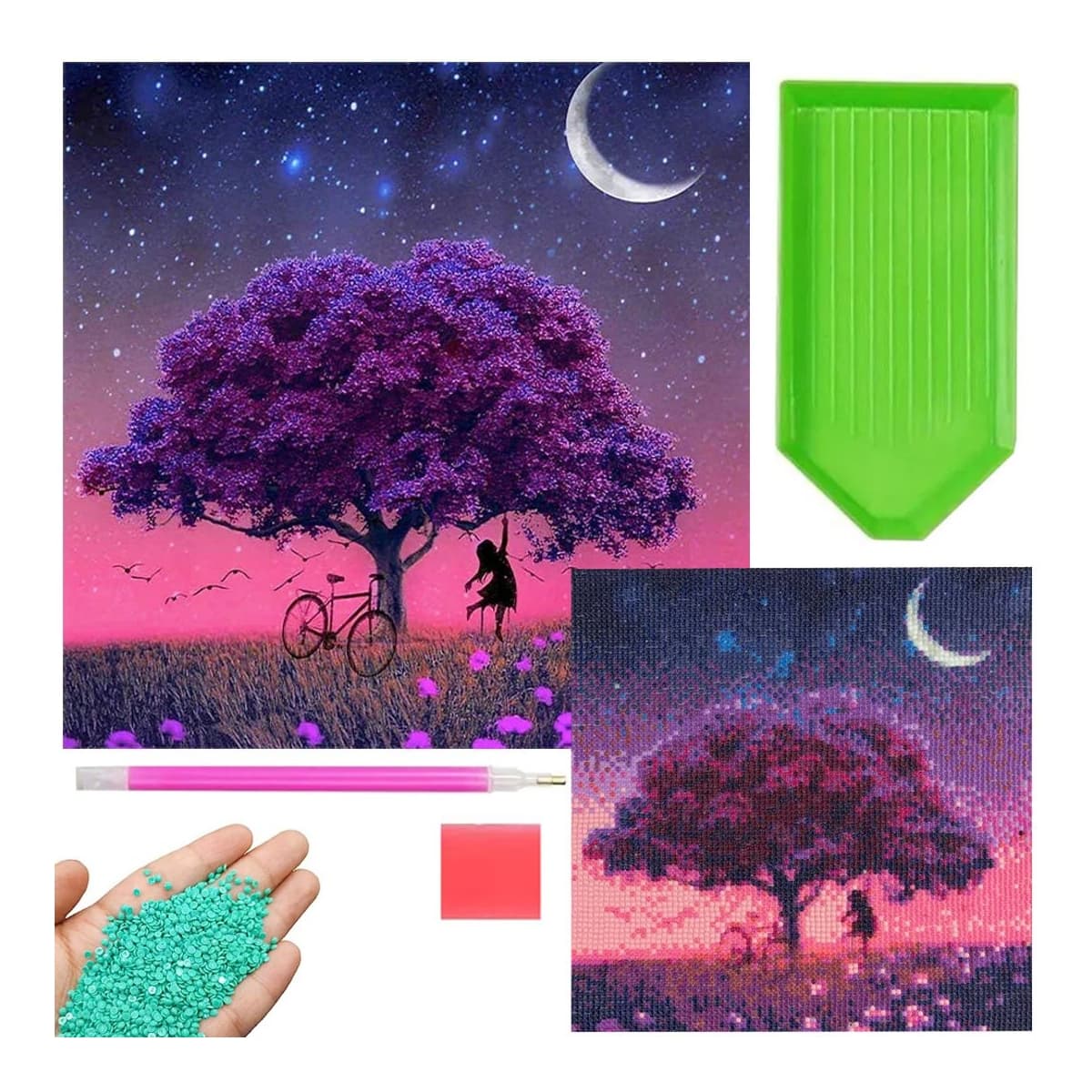 Diamond painting-kit träd, 30x30 cm