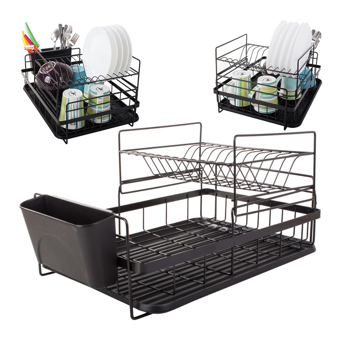 Diskställ, 2-våningar, med droppbricka, 44 cm