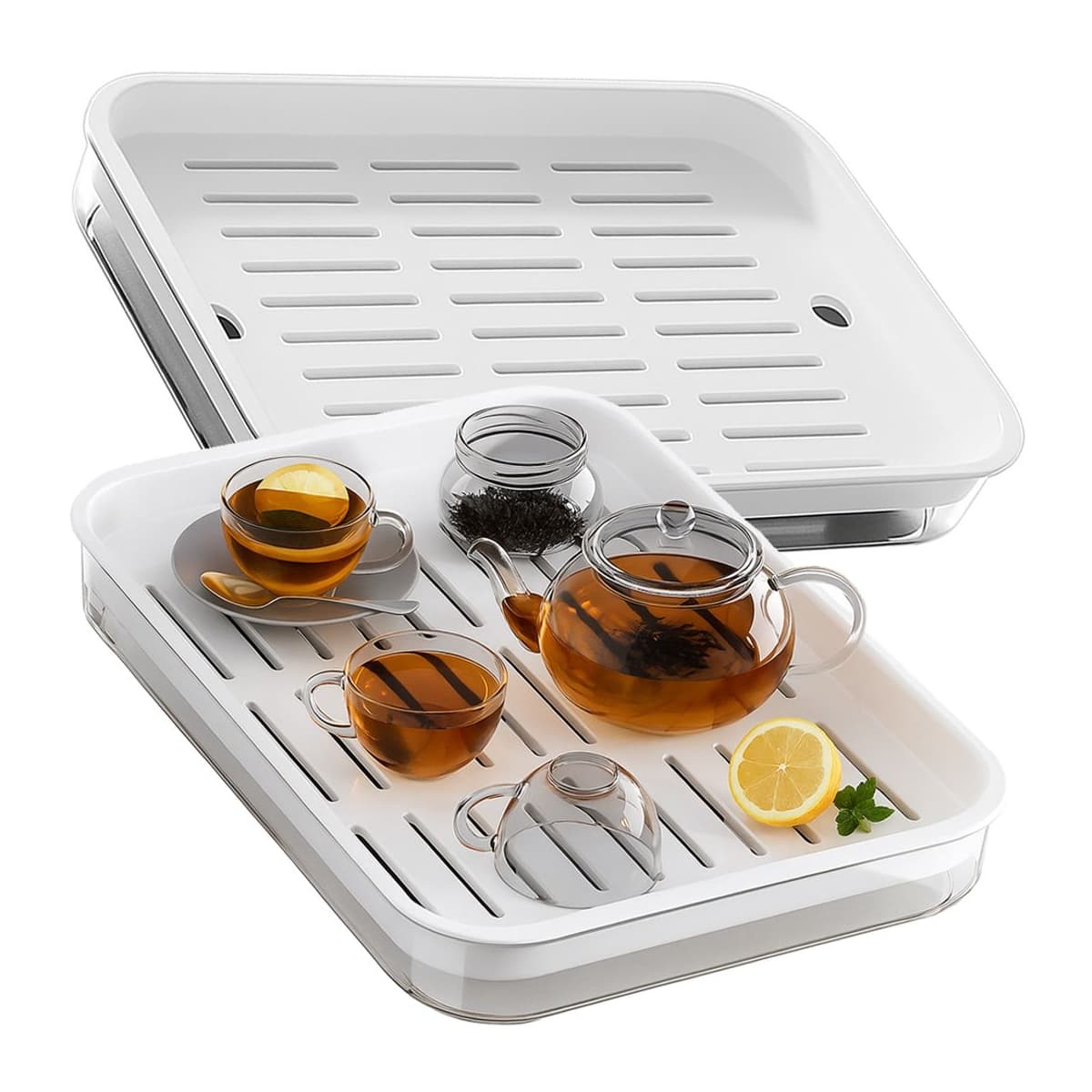 Diskställ med avrinning, 2 våningar, 29,5 cm