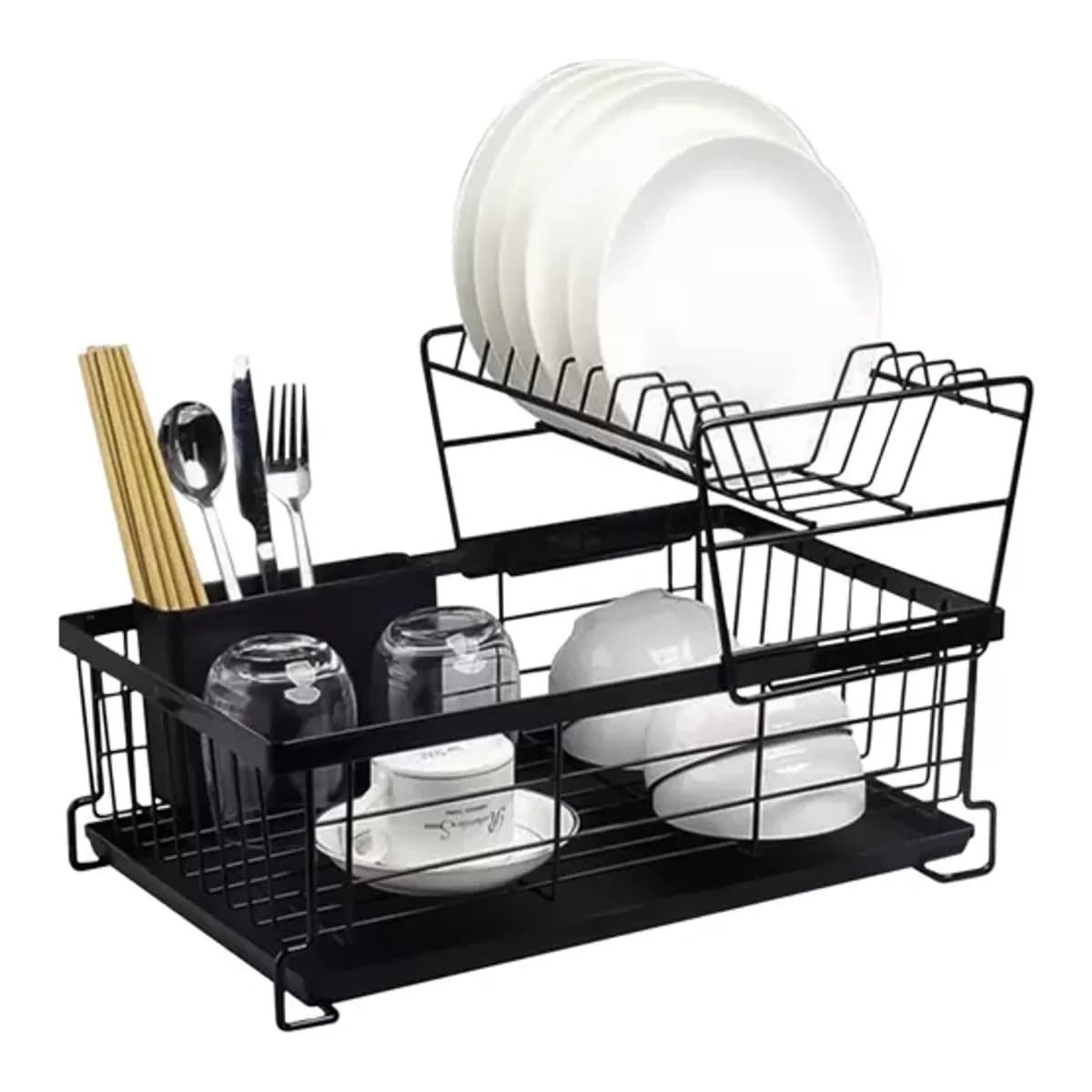 Diskställ tvåplan 43x29 cm med bestickfack