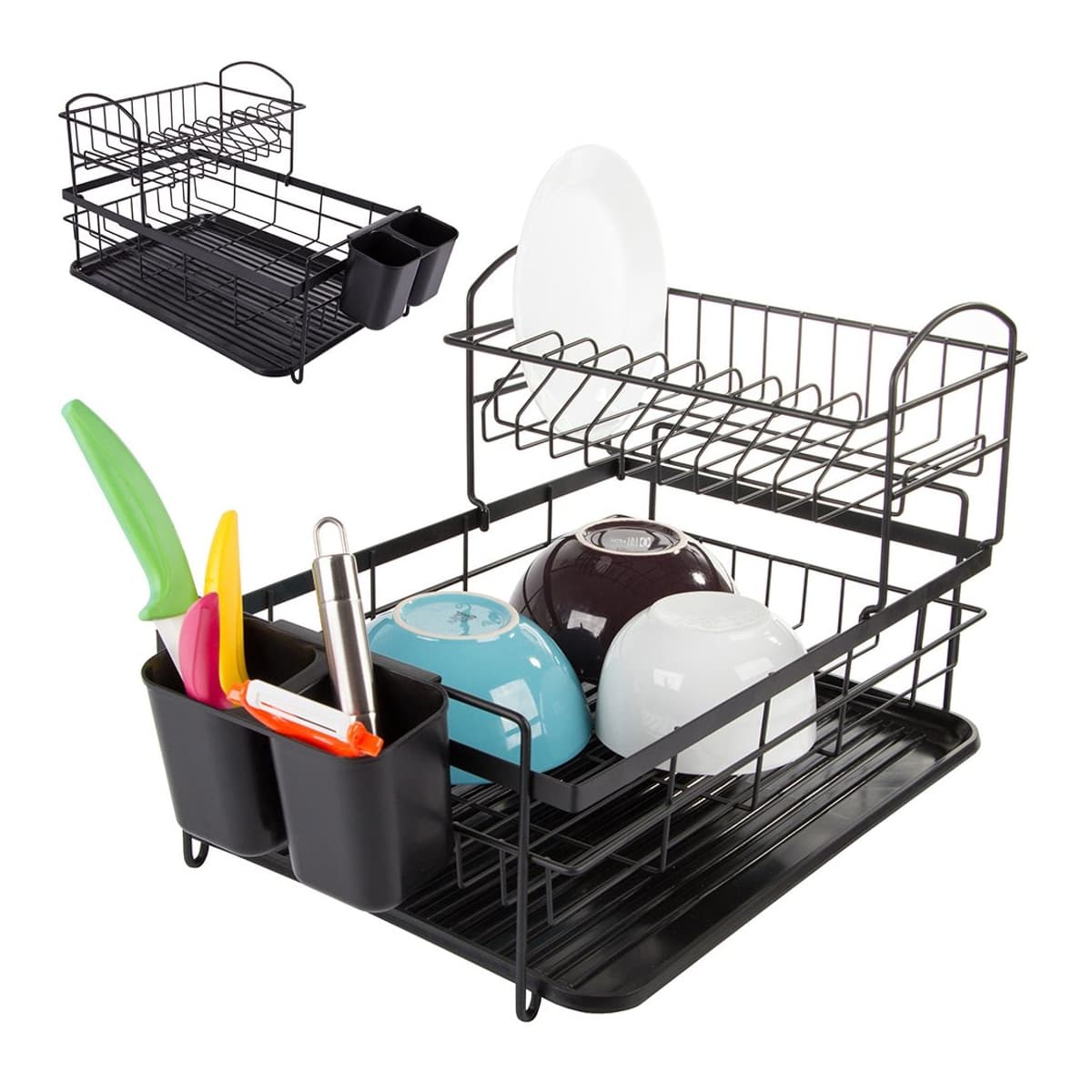 Diskställ tvåvåning med droppbricka, 45 cm