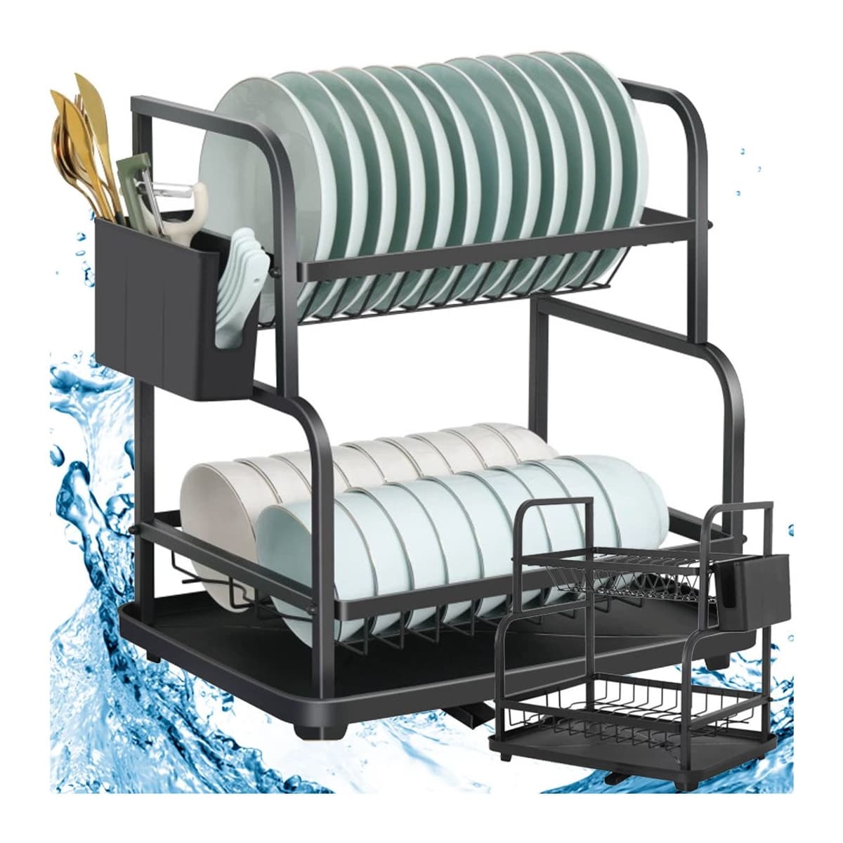 Diskställ tvåvånings med droppbricka, 43 cm