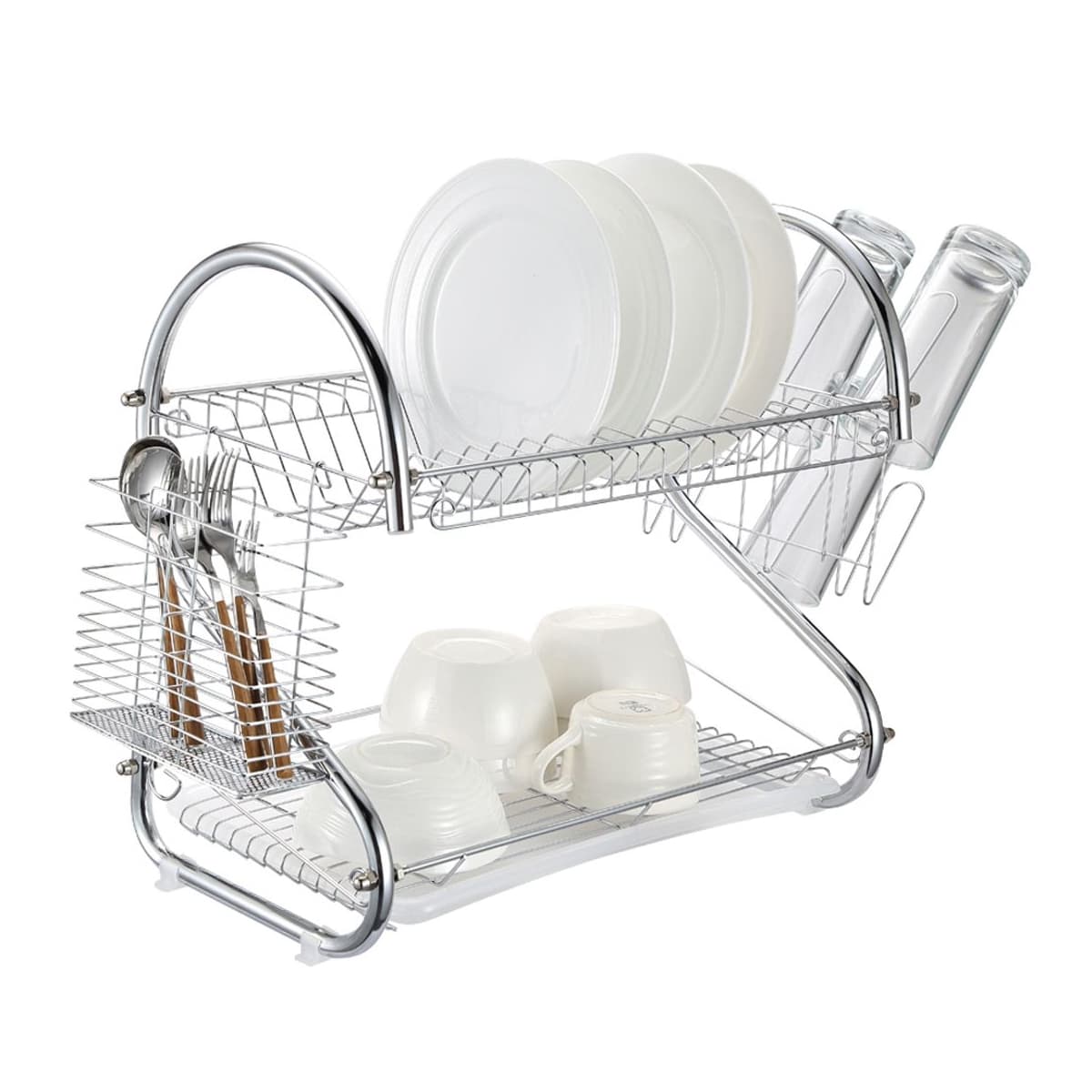 Diskställning, rostfritt stål, 2-vånings, 38x50x24 cm