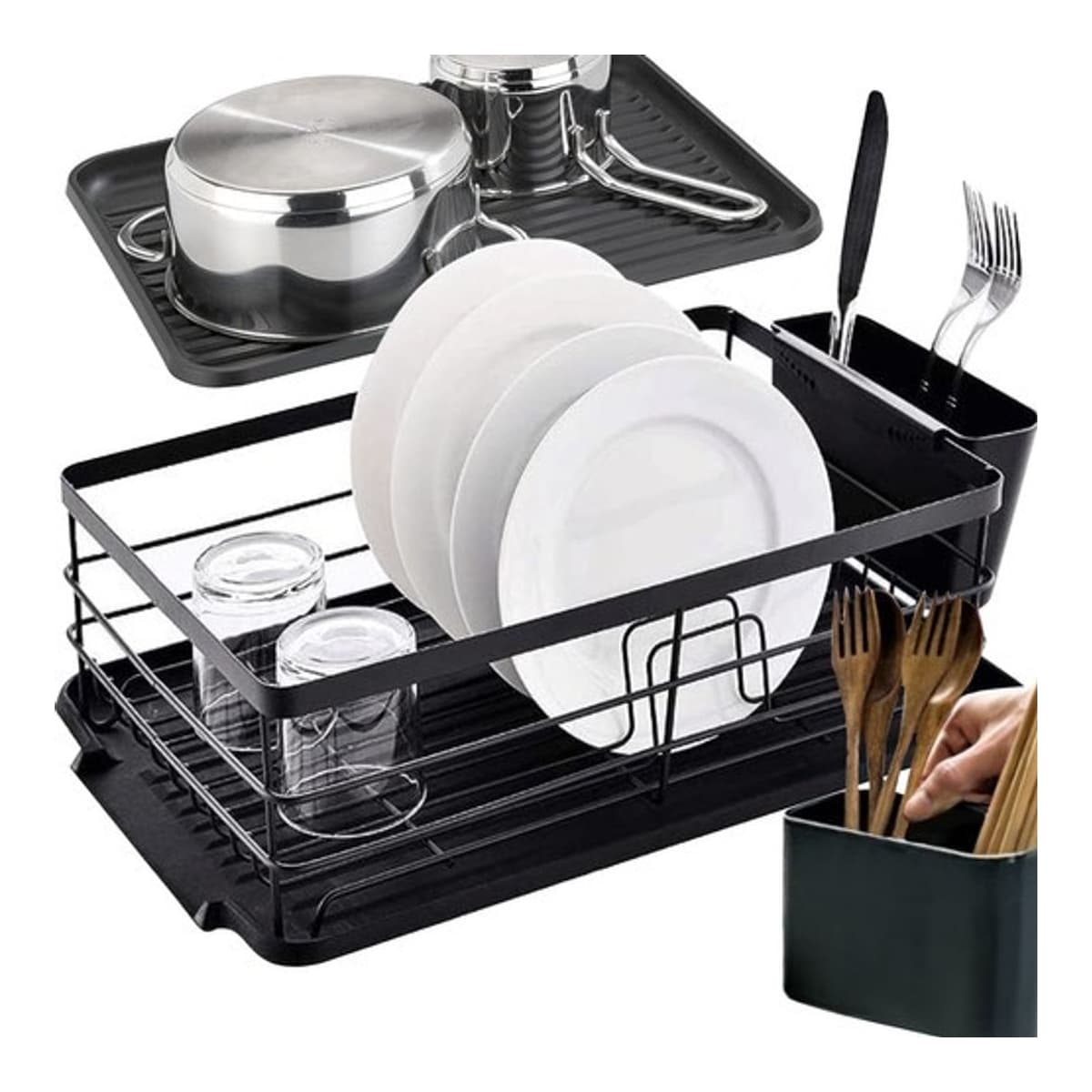 Disktork svart med avrinning, 44x32 cm