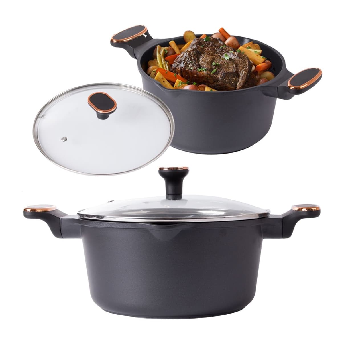 Djup gryta med lock, induktion, 4,55 l