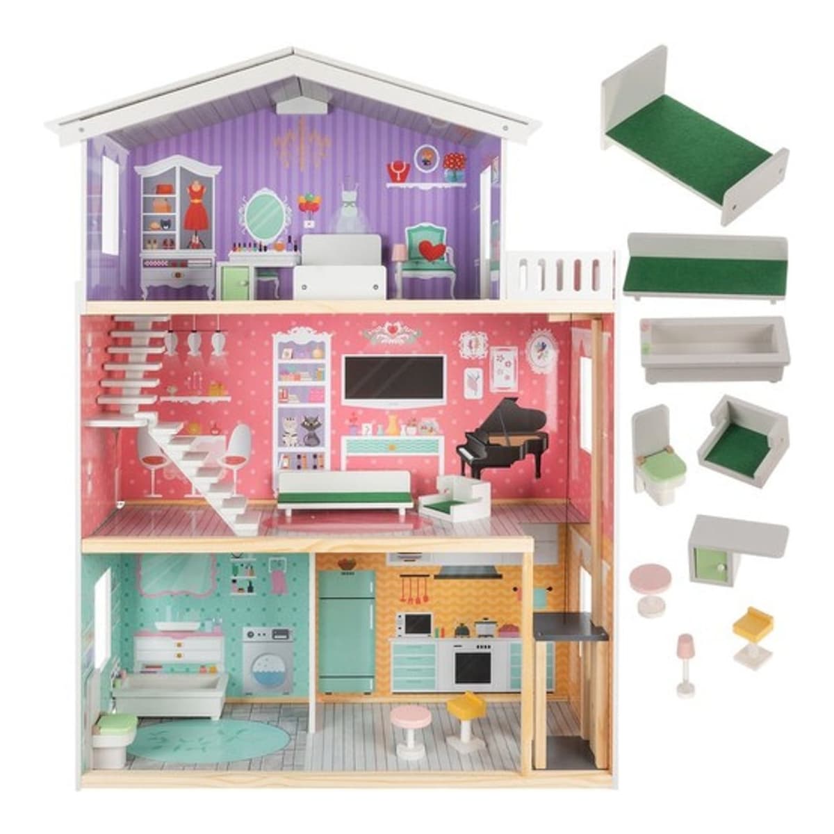 Dockhus 3 våningar med hiss, 114 cm