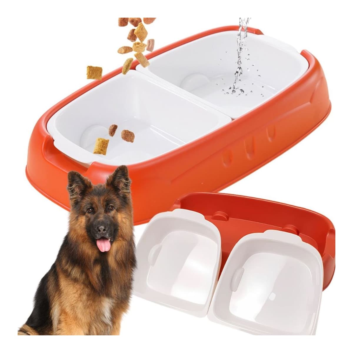 Dubbel hundskål med avtagbara skålar, 0,5L