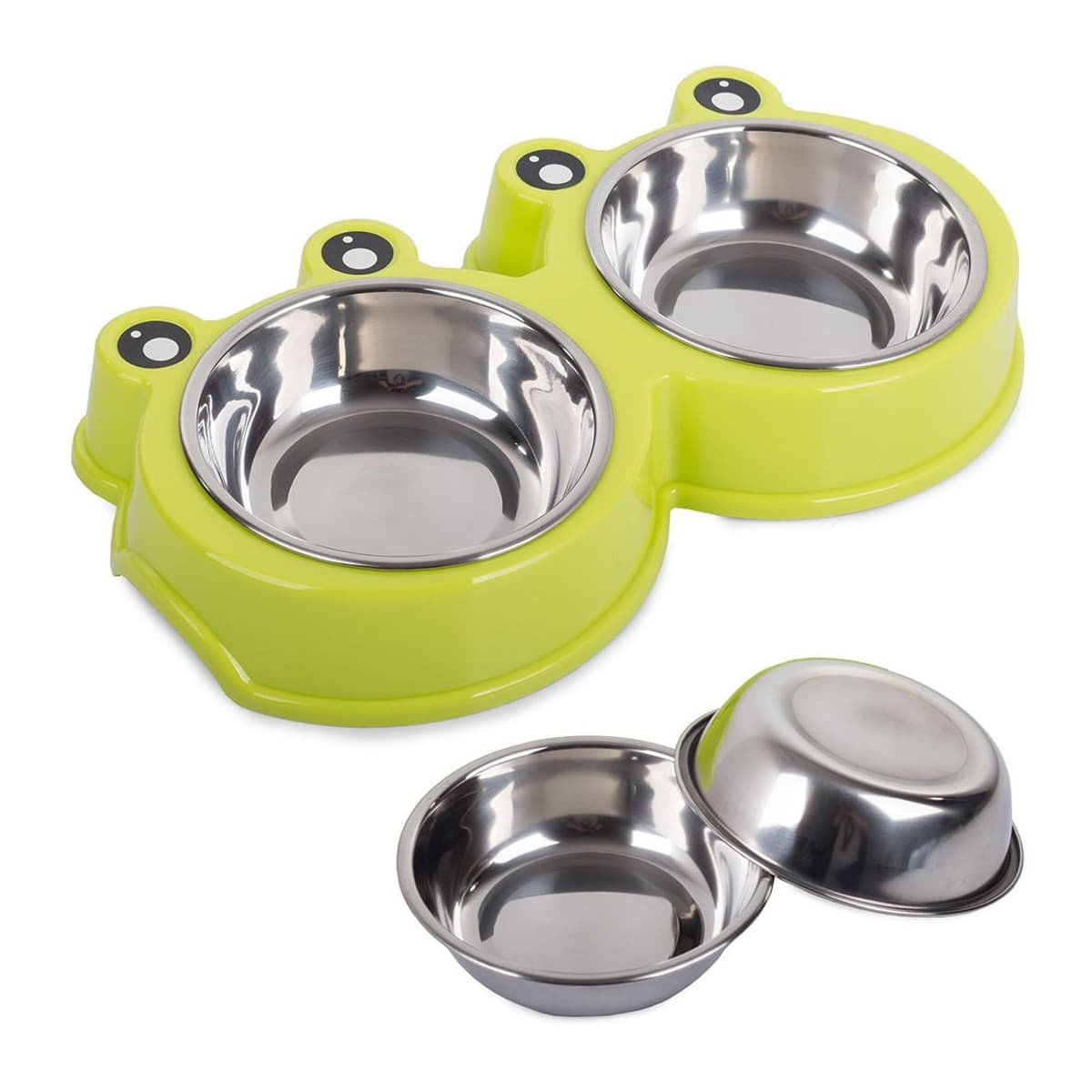 Dubbelmatskål, metall, 0,175 l x 2