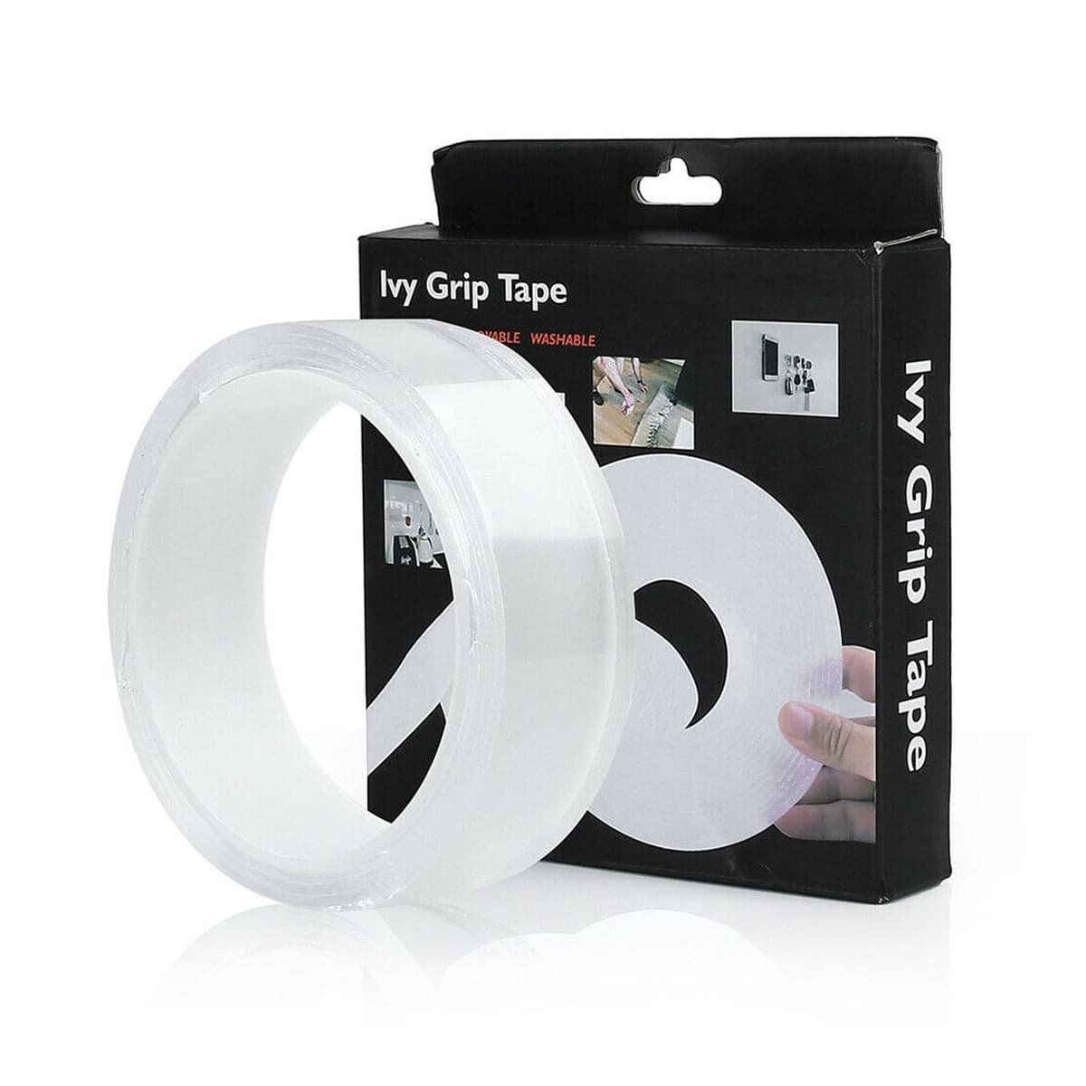 Dubbelsidig nanotejp, transparent, 1 m x 3 cm