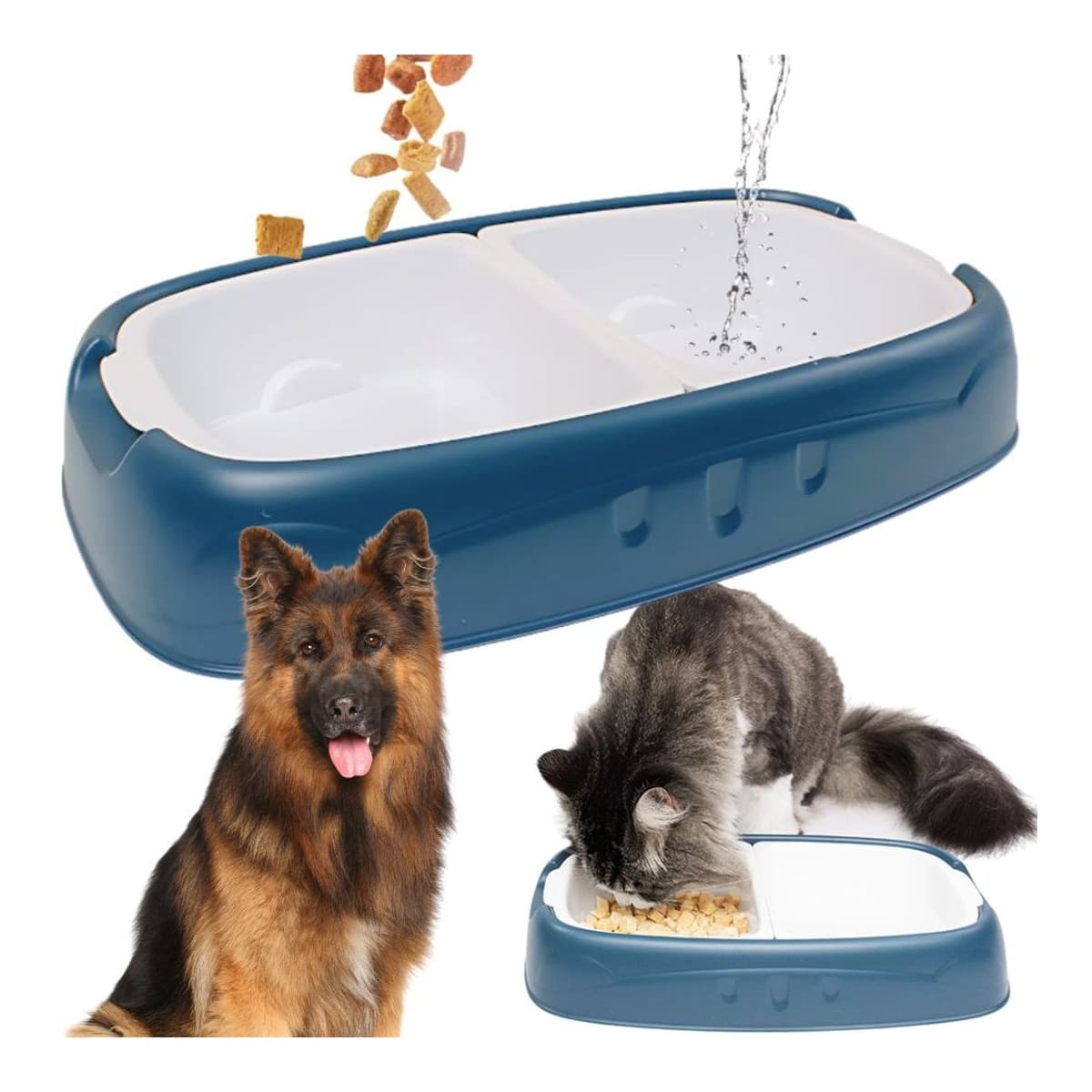 Dubbelskål för husdjur, 0,5L, avtagbara skålar