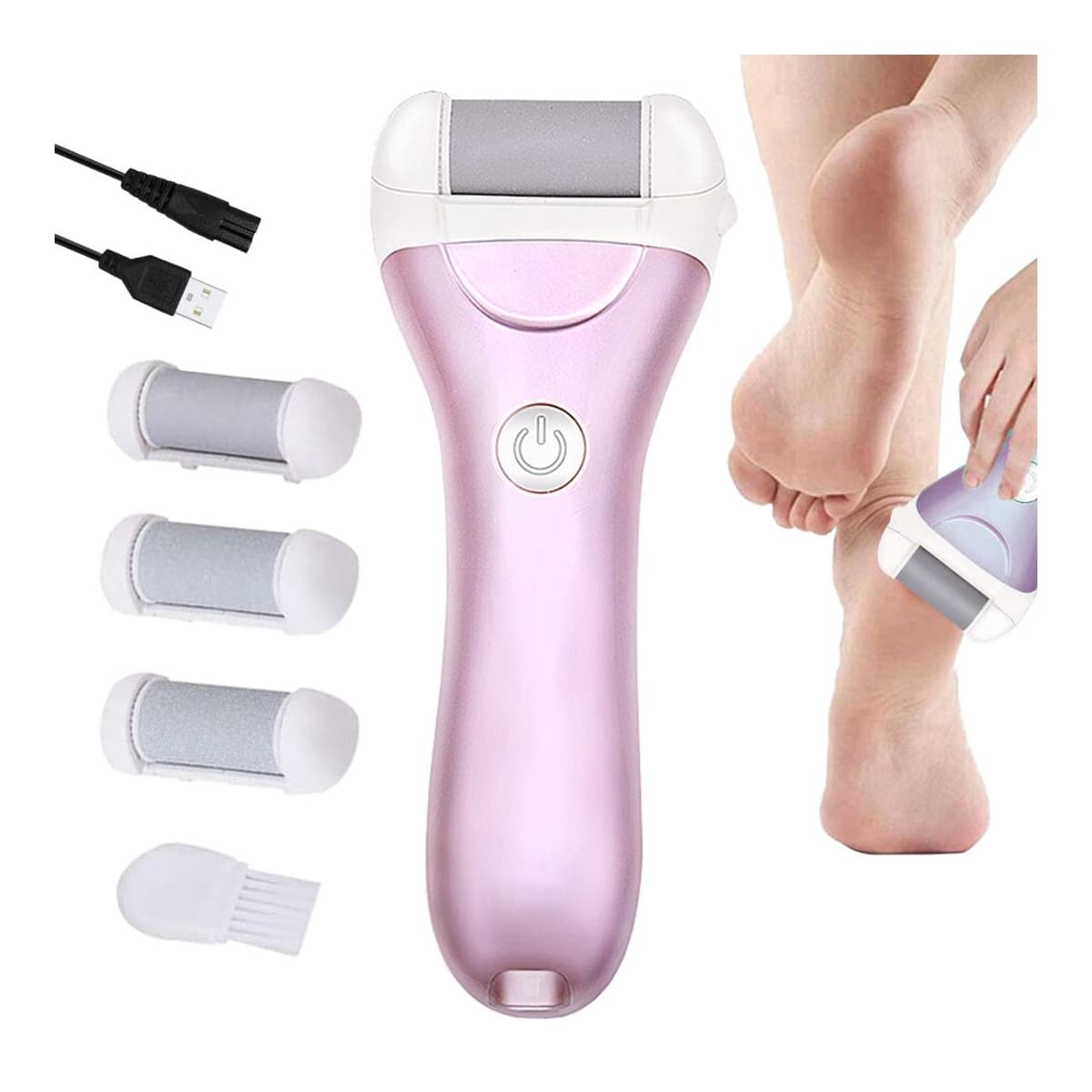 Elektrisk fotfil med 3 rullhuvuden och LCD