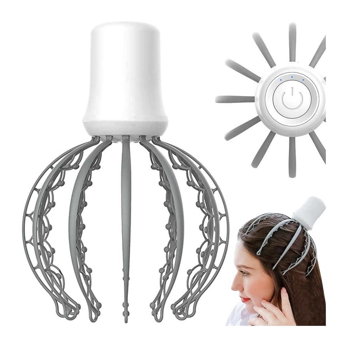 Elektrisk huvudmassör med 12 armar, 22 cm