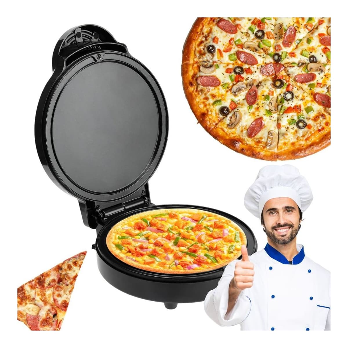 Elektrisk pizzaugn, 1000W, non-stick
